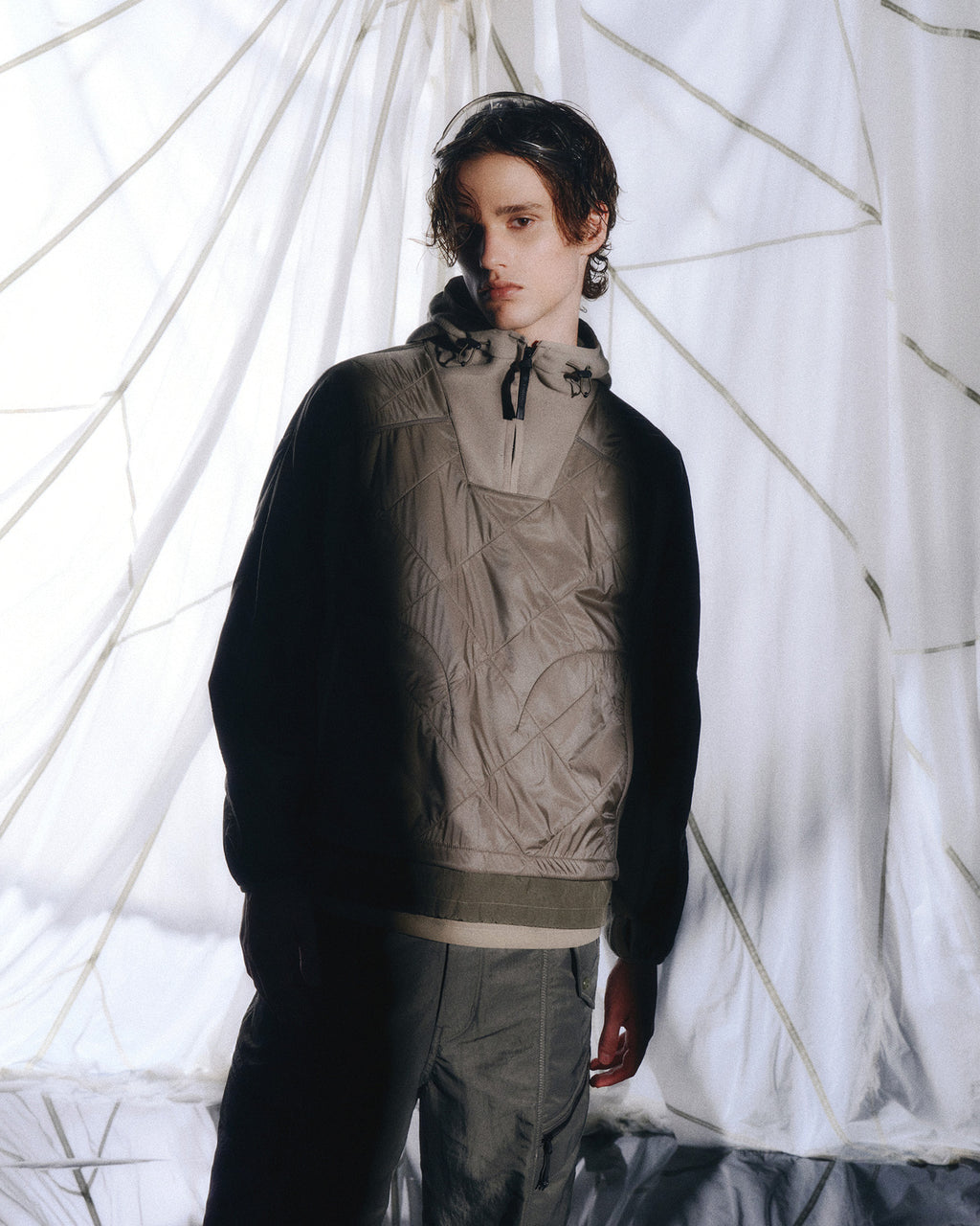 Eastlogue - Quilted Mixed Pullover (Sand Beige) product image 2 | TRAB K-Fashion Australia