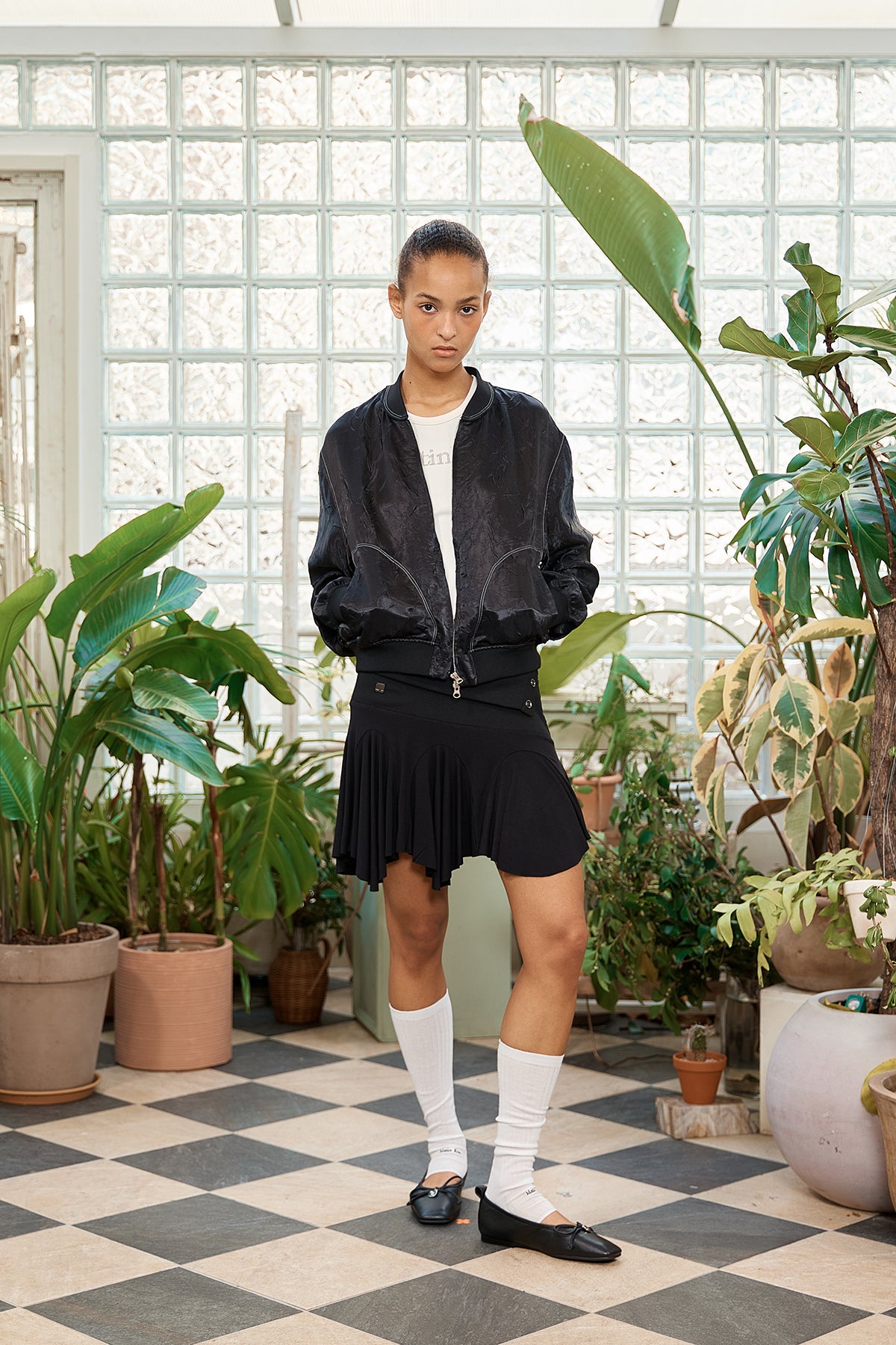 Matin Kim - Back Logo Crinkle Blouson (Black) product image 11 | TRAB K-Fashion Australia