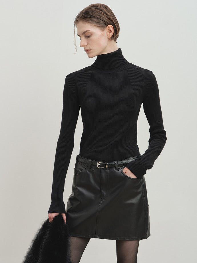 Tonywack - Lamb Leather Mini Skirt (Black) product image 1 | TRAB K-Fashion Australia