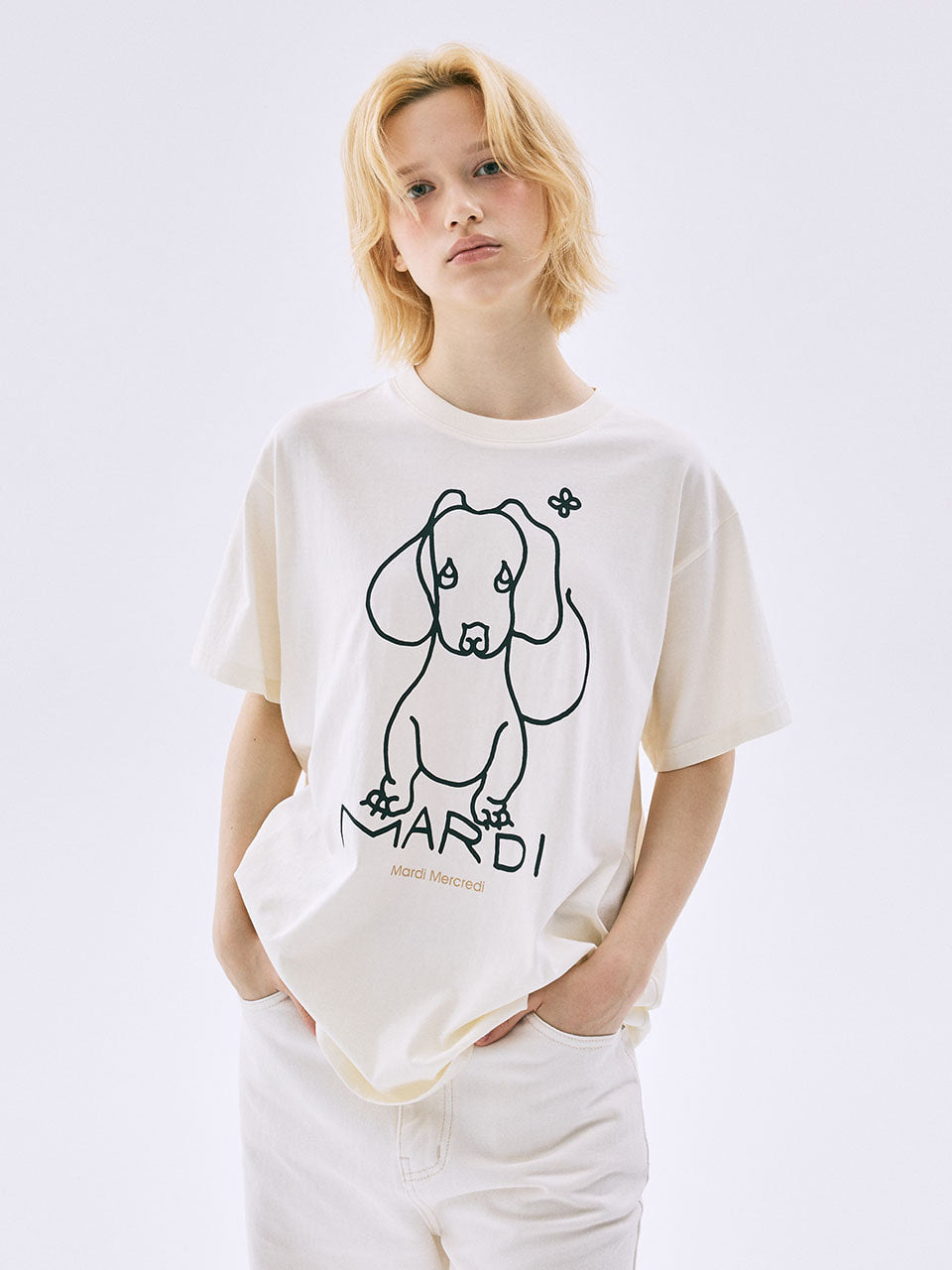 Mardi Mercredi - Tshirt Ddanji Ch.02 (Cream Black) product image 1 | TRAB K-Fashion Australia