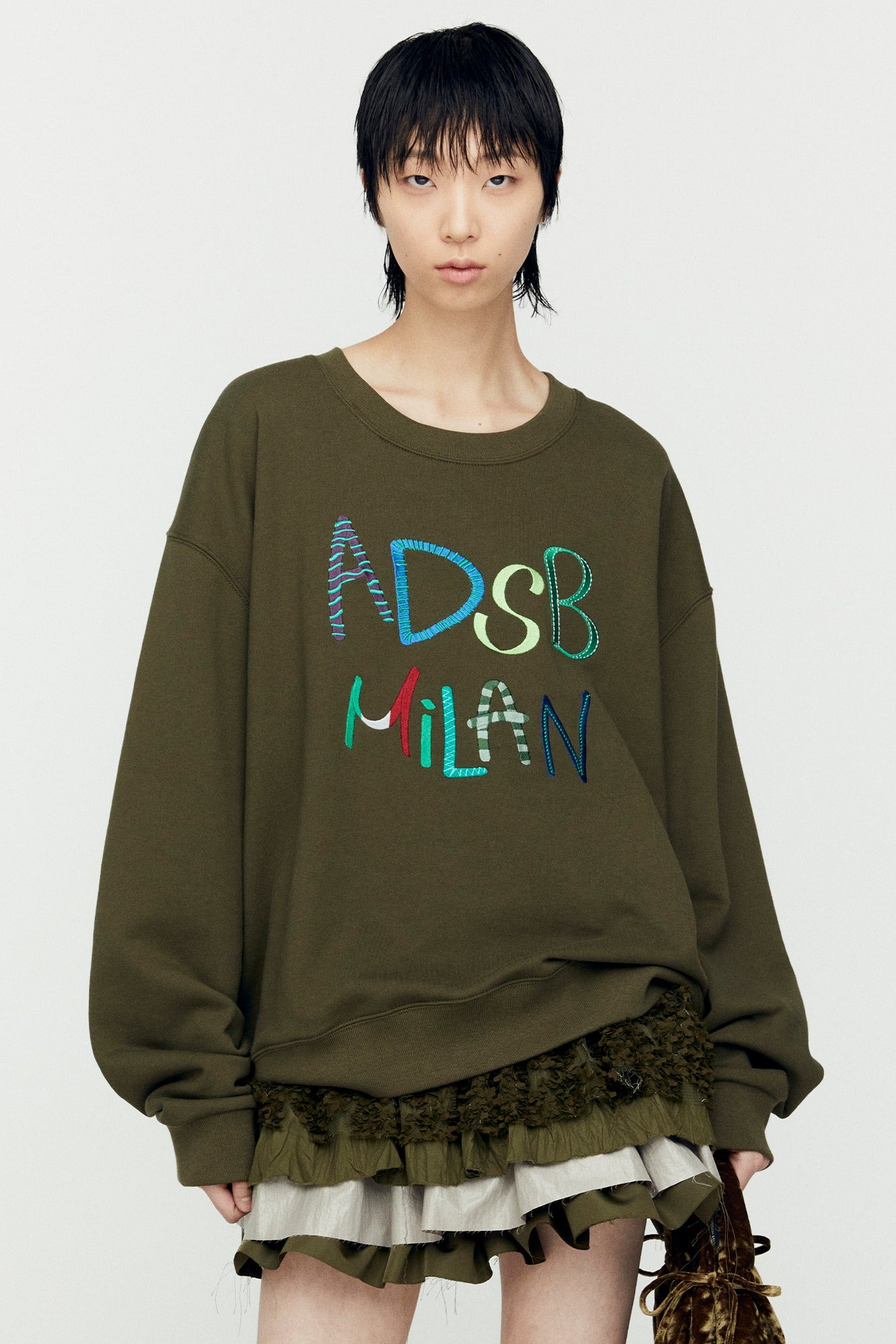 Andersson Bell - (essential) Unisex Adsb Milan Embroidery Sweatshirts (Khaki) product image 1 | TRAB K-Fashion Australia