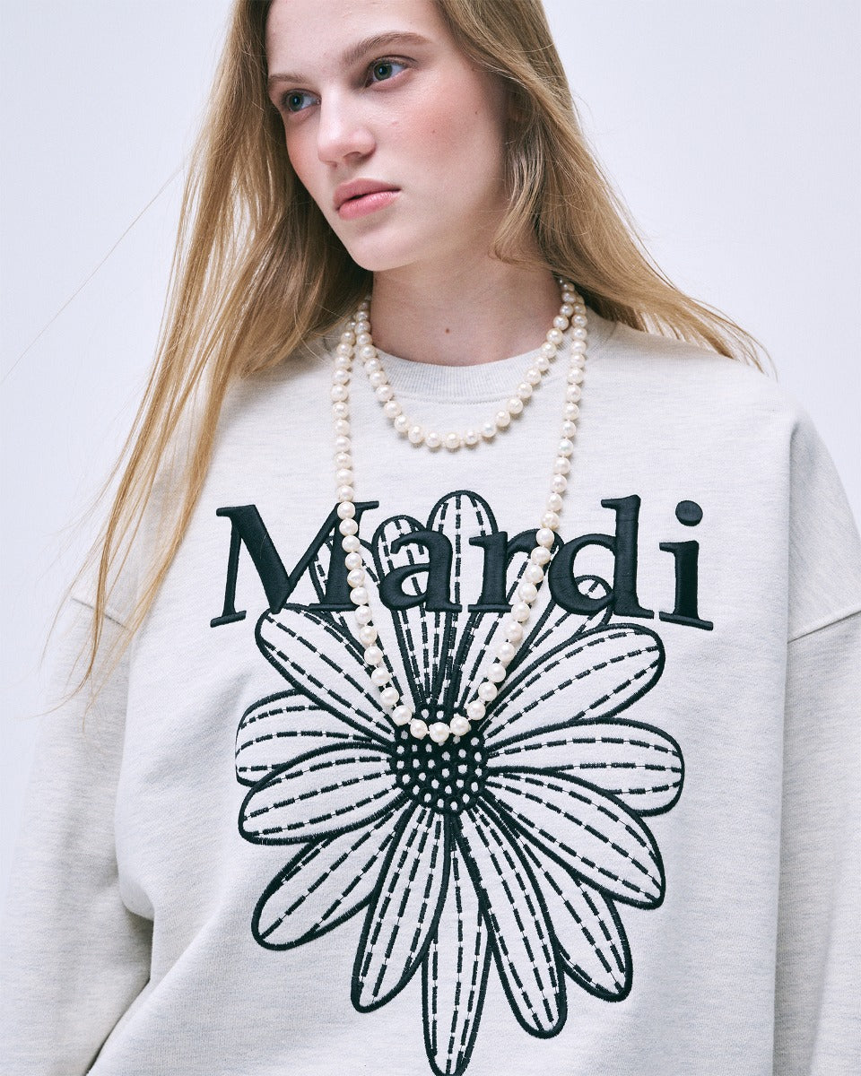 Mardi Mercredi - Sweatshirt Flowermardi Needlework (Oatmeal Black) product image 1 | TRAB K-Fashion Australia