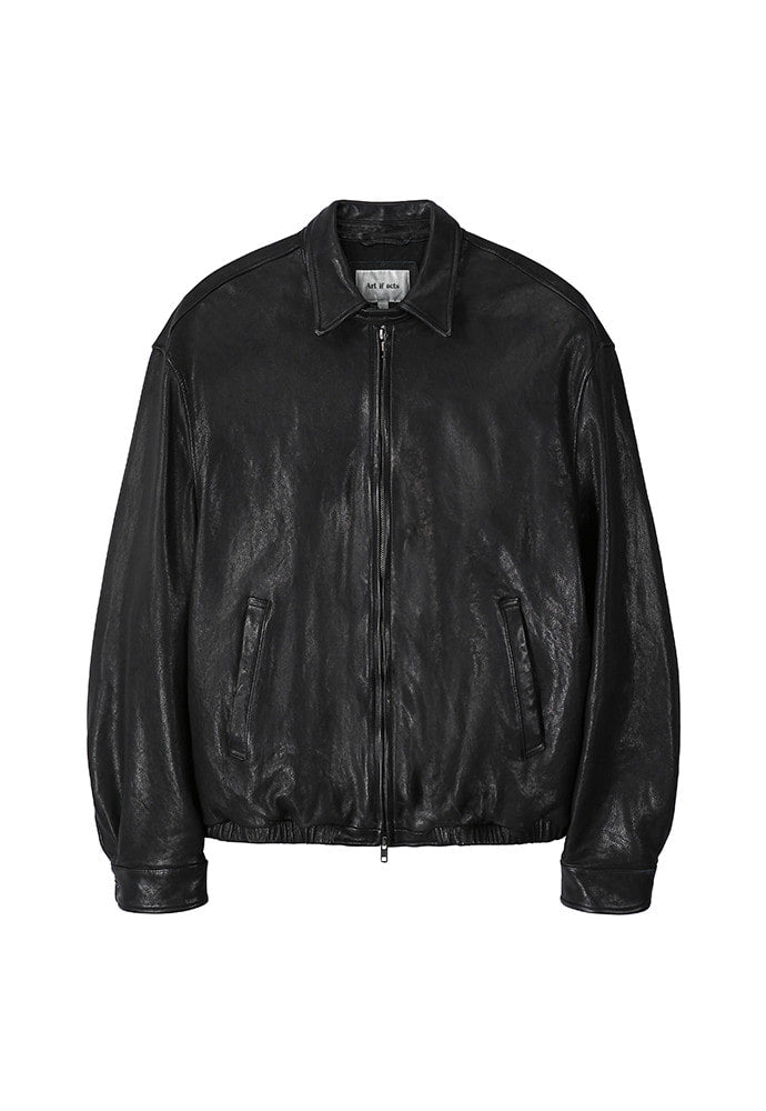Art if acts - Washed Vegetable Leather Swing Jacket (Black) product image 7 | TRAB K-Fashion Australia