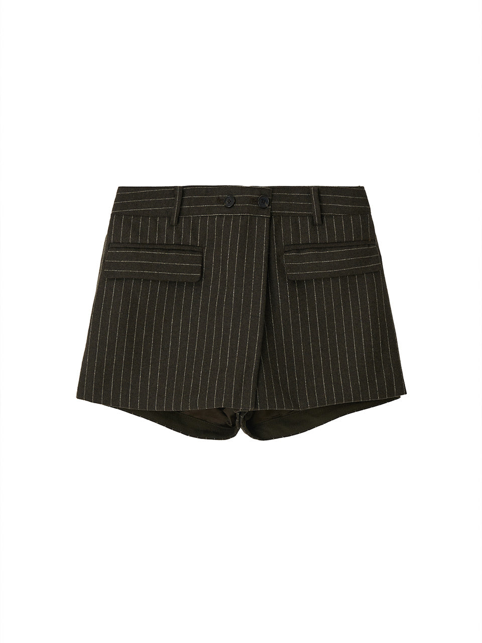 Kijun - Pin Stripe Wrap Shorts (Khaki Brown) product image 7 | TRAB K-Fashion Australia