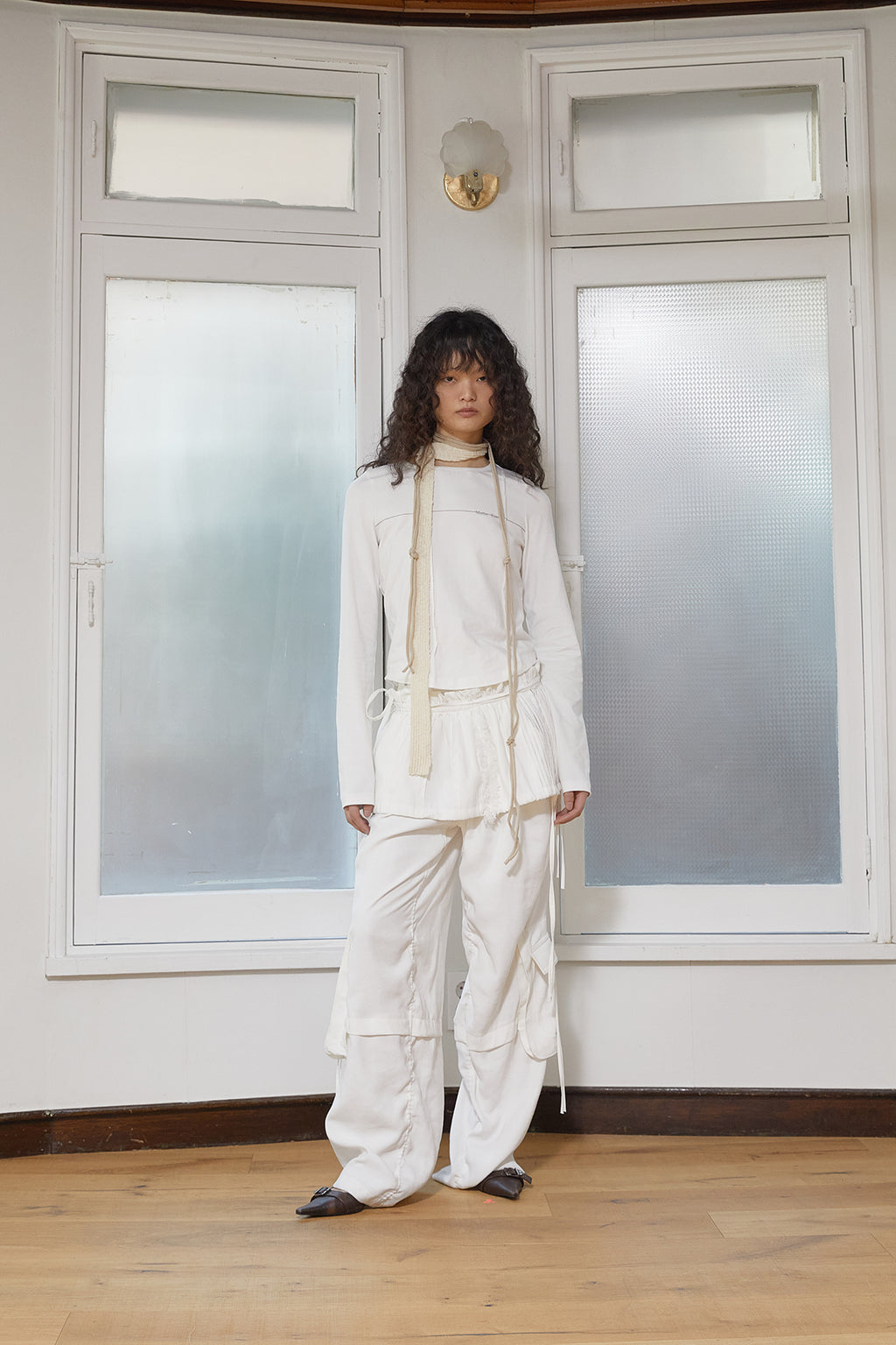 Matin Kim - Tuck Detail Small Logo Top (White) product image 10 | TRAB K-Fashion Australia