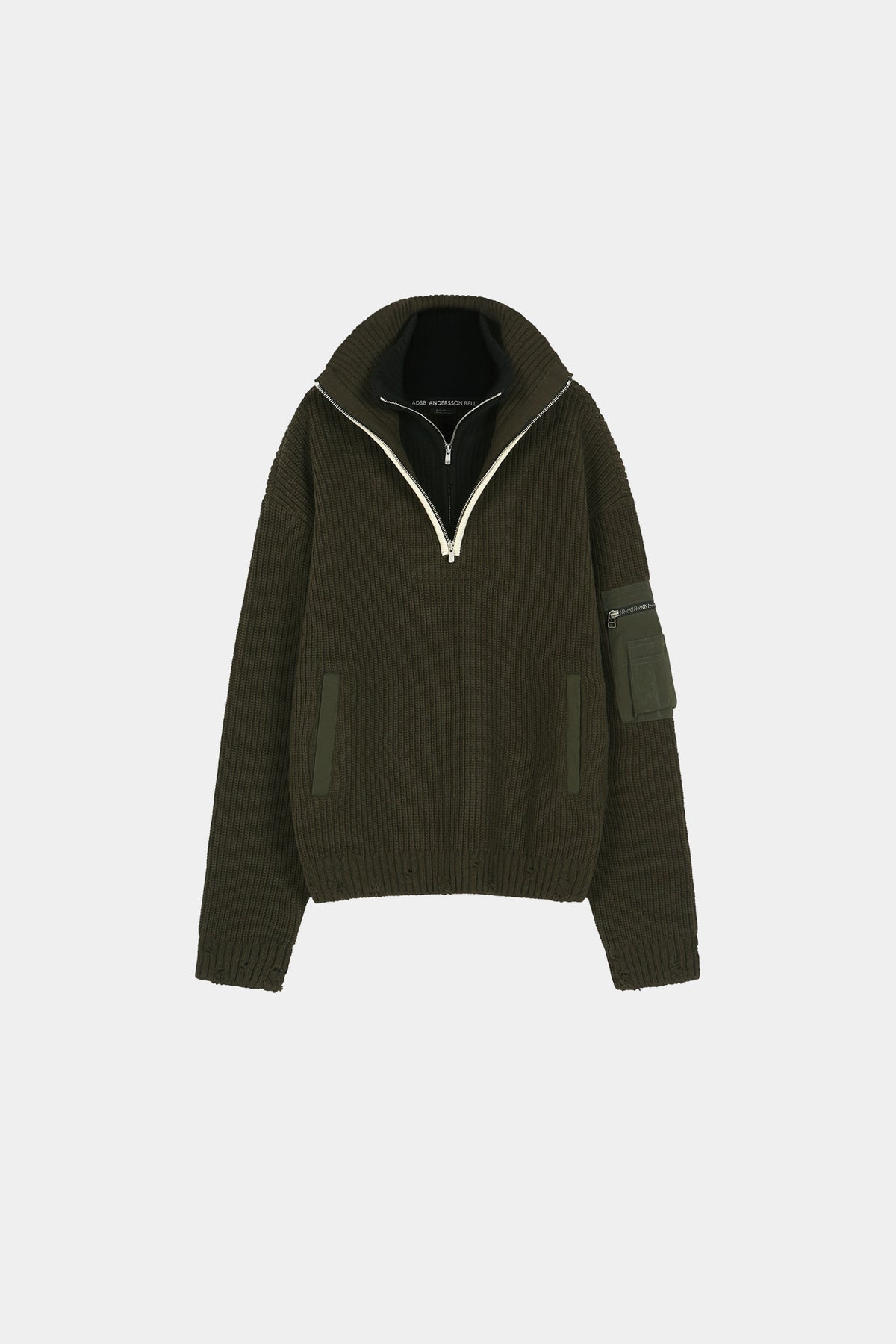 Andersson Bell - Double Layered Quarter Zip-Up Sweater (Khaki/Black) product image 10 | TRAB K-Fashion Australia