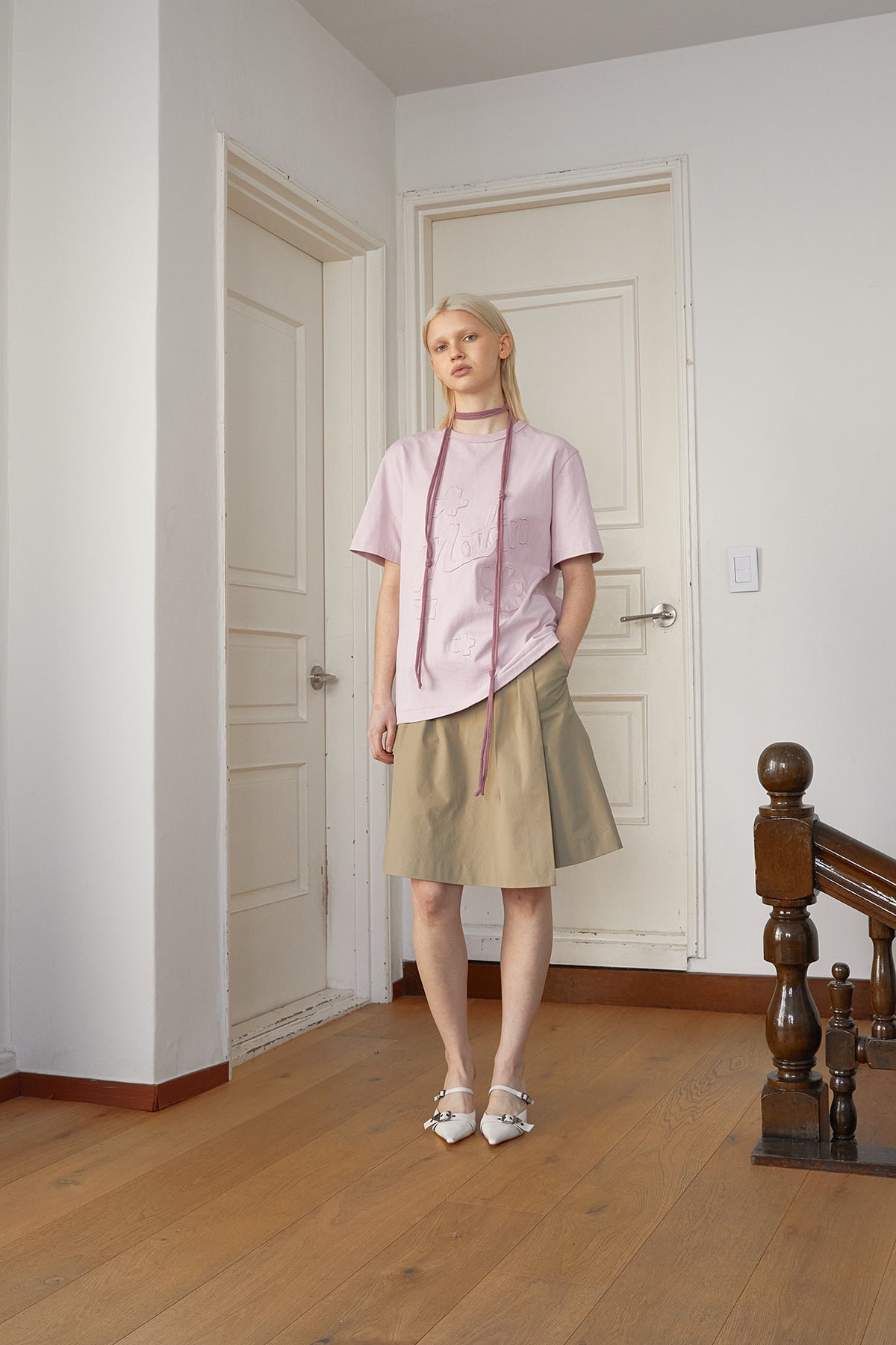 Matin Kim - Bermuda Wrap Skirt Pants (Beige) product image 9 | TRAB K-Fashion Australia