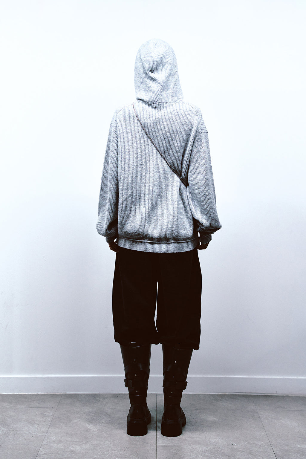 Deinet - Basic Logo Knit Hoodie (Melange Grey) product image 3 | TRAB K-Fashion Australia