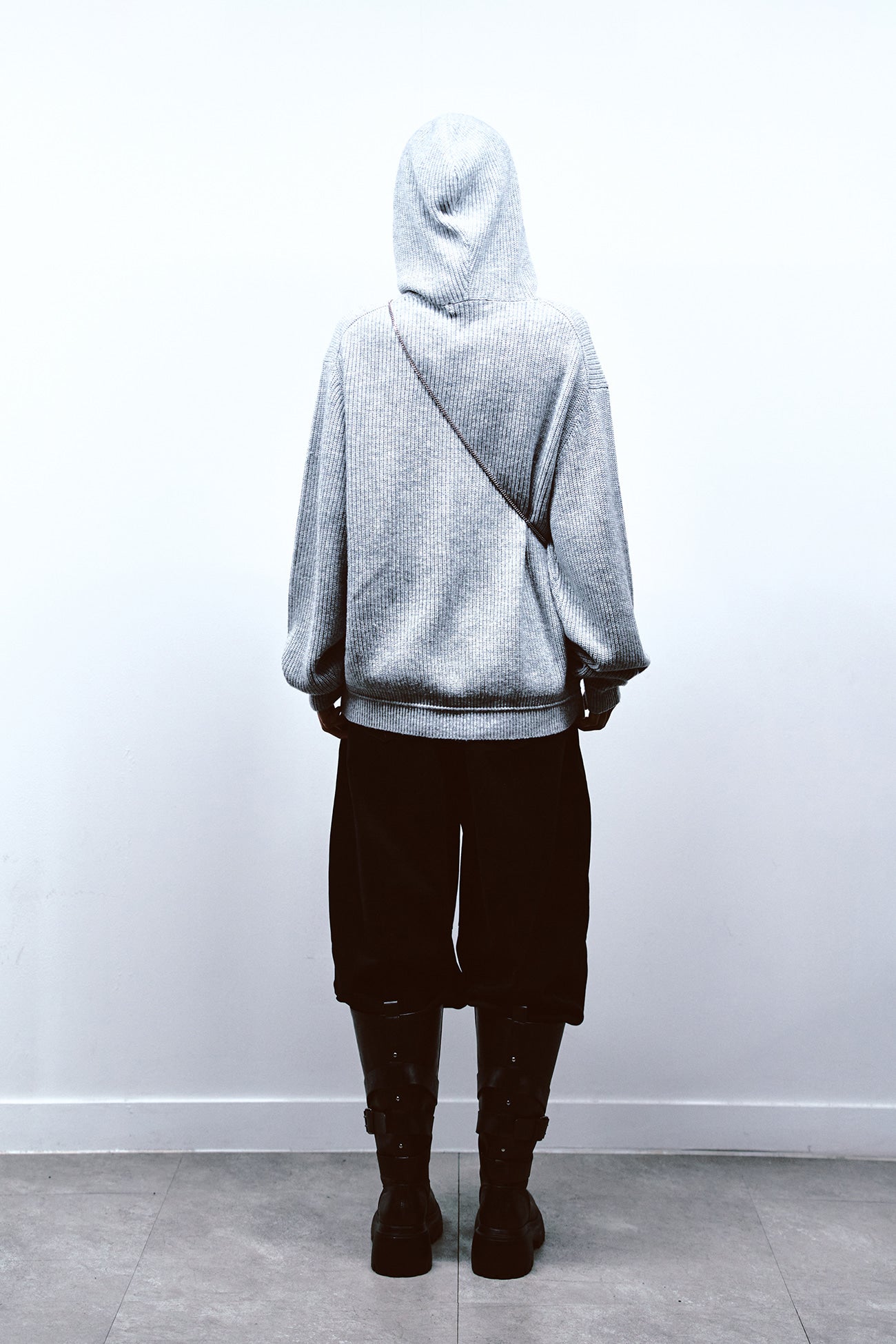 Deinet - Basic Logo Knit Hoodie (Melange Grey) product image 3 | TRAB K-Fashion Australia