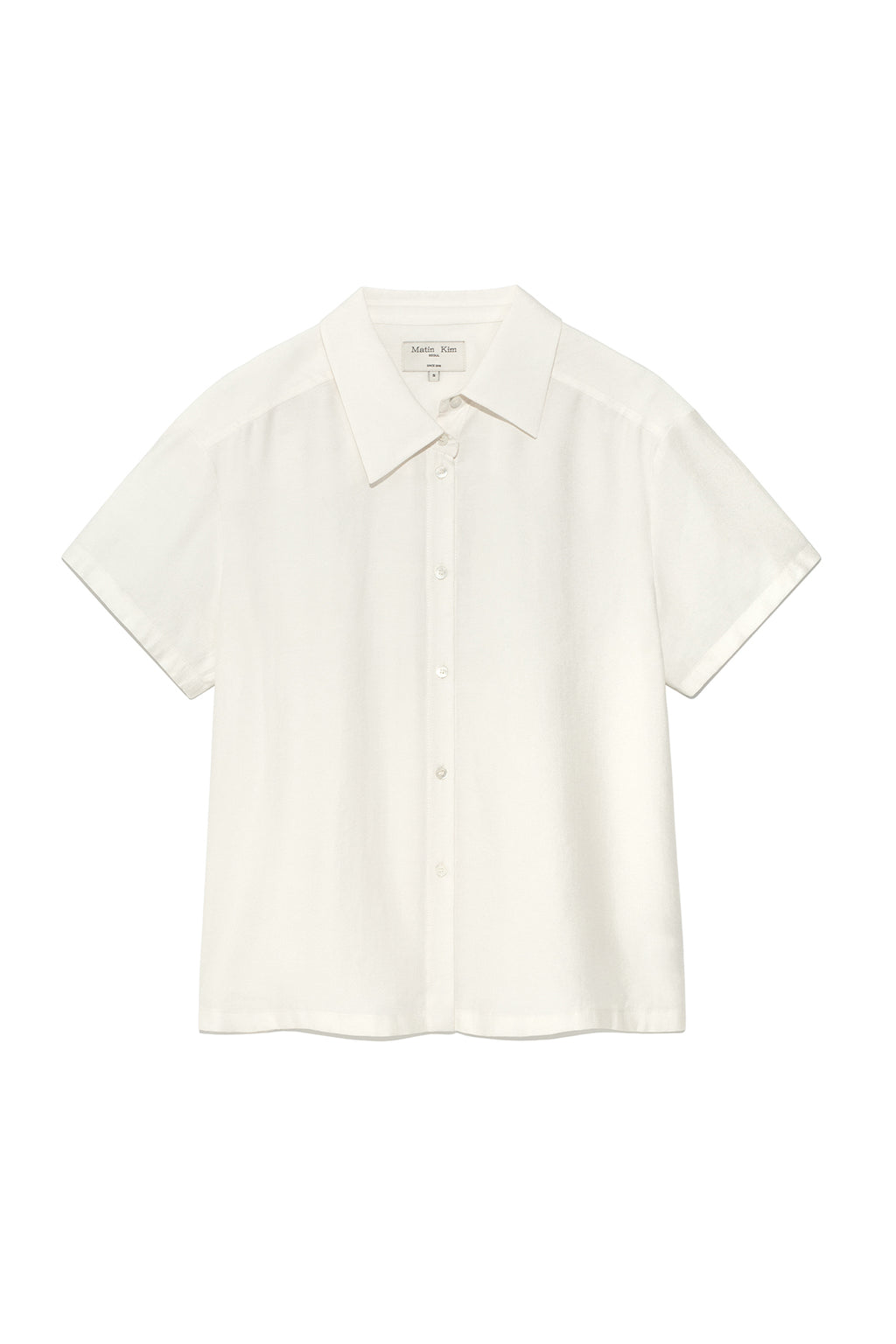 Matin Kim - Unbalance Collar Half Shirt (Ivory) product image 1 | TRAB K-Fashion Australia