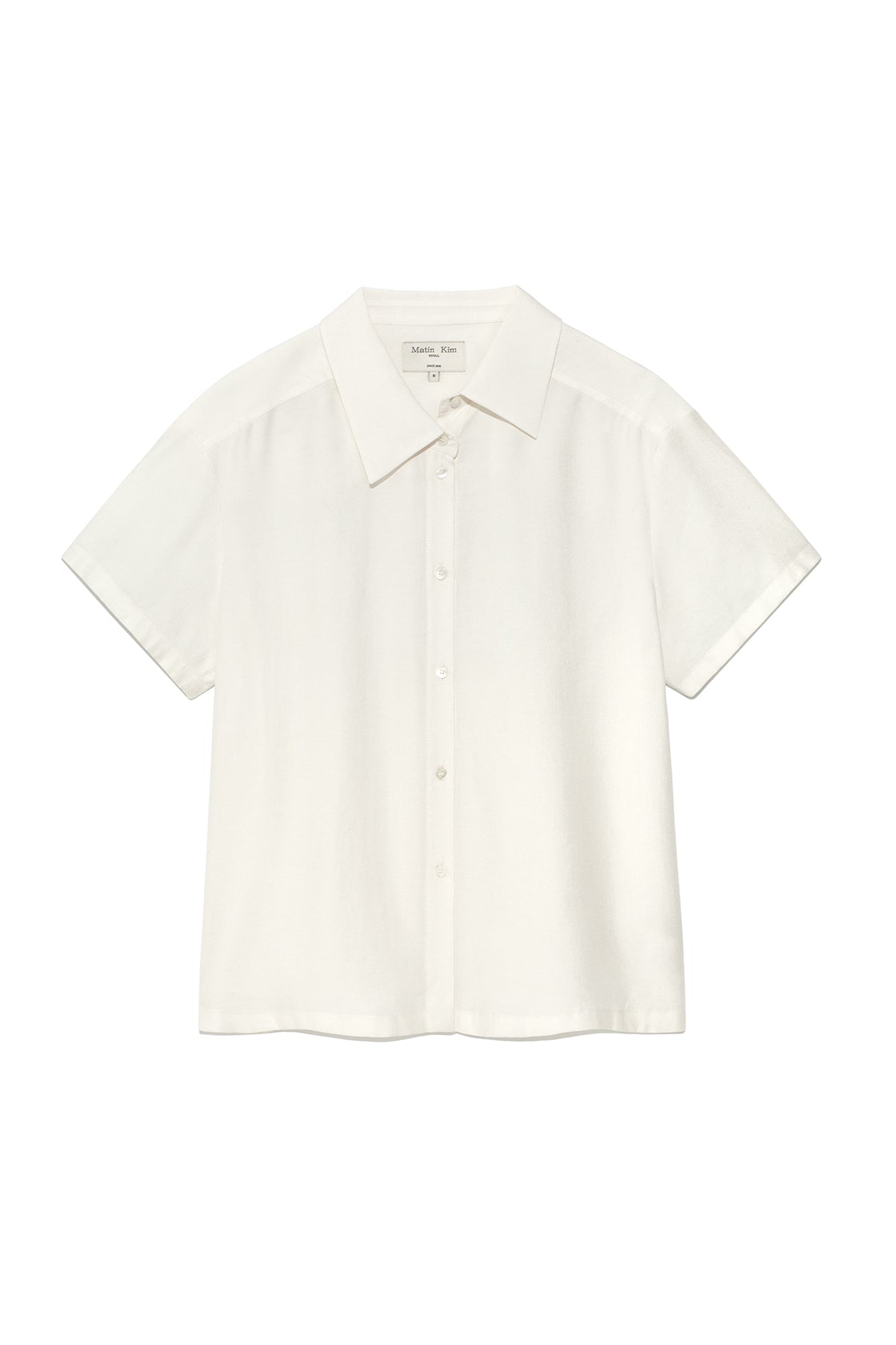 Matin Kim - Unbalance Collar Half Shirt (Ivory) product image 1 | TRAB K-Fashion Australia