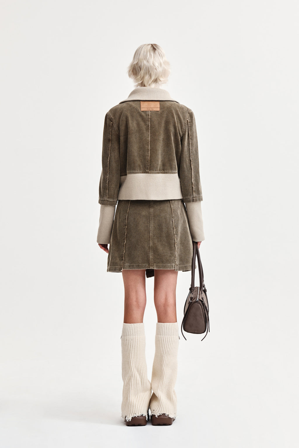 Matin Kim - Washed Corduroy Bomber Jumper (Khaki) product image 7 | TRAB K-Fashion Australia