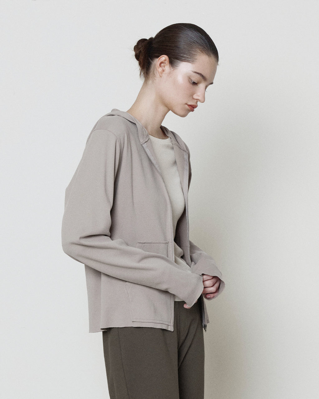 Brownyard - Smooth Jersey Hood Zip Up (Beige) product image 2 | TRAB K-Fashion Australia