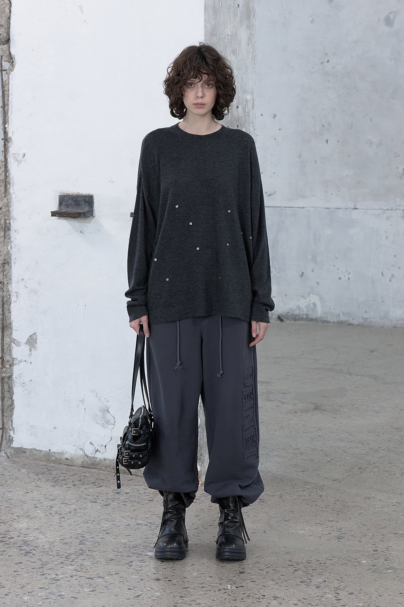 Deinet - Button Up Pullover Knit (Charcoal) product image 1 | TRAB K-Fashion Australia