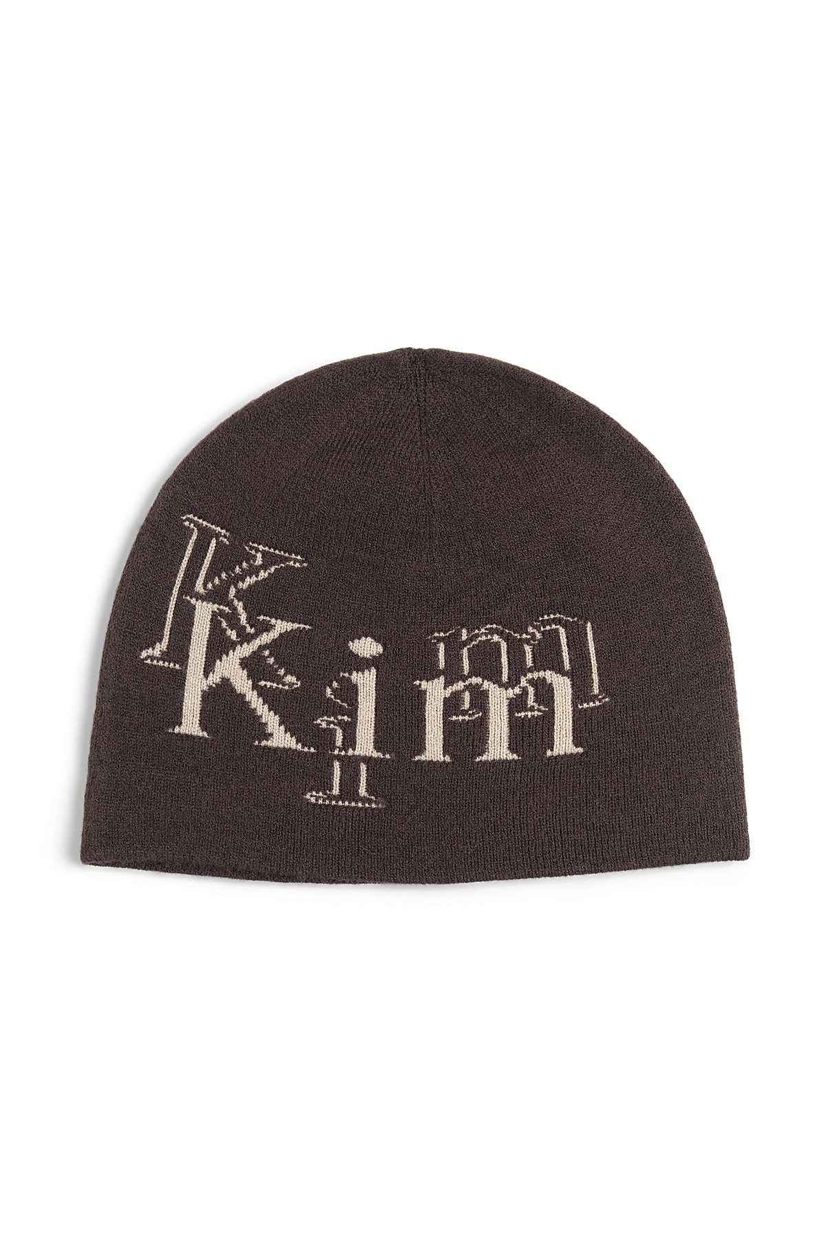 Matin Kim - Stroke Logo Jacquard Beanie (Brown) product image 4 | TRAB K-Fashion Australia