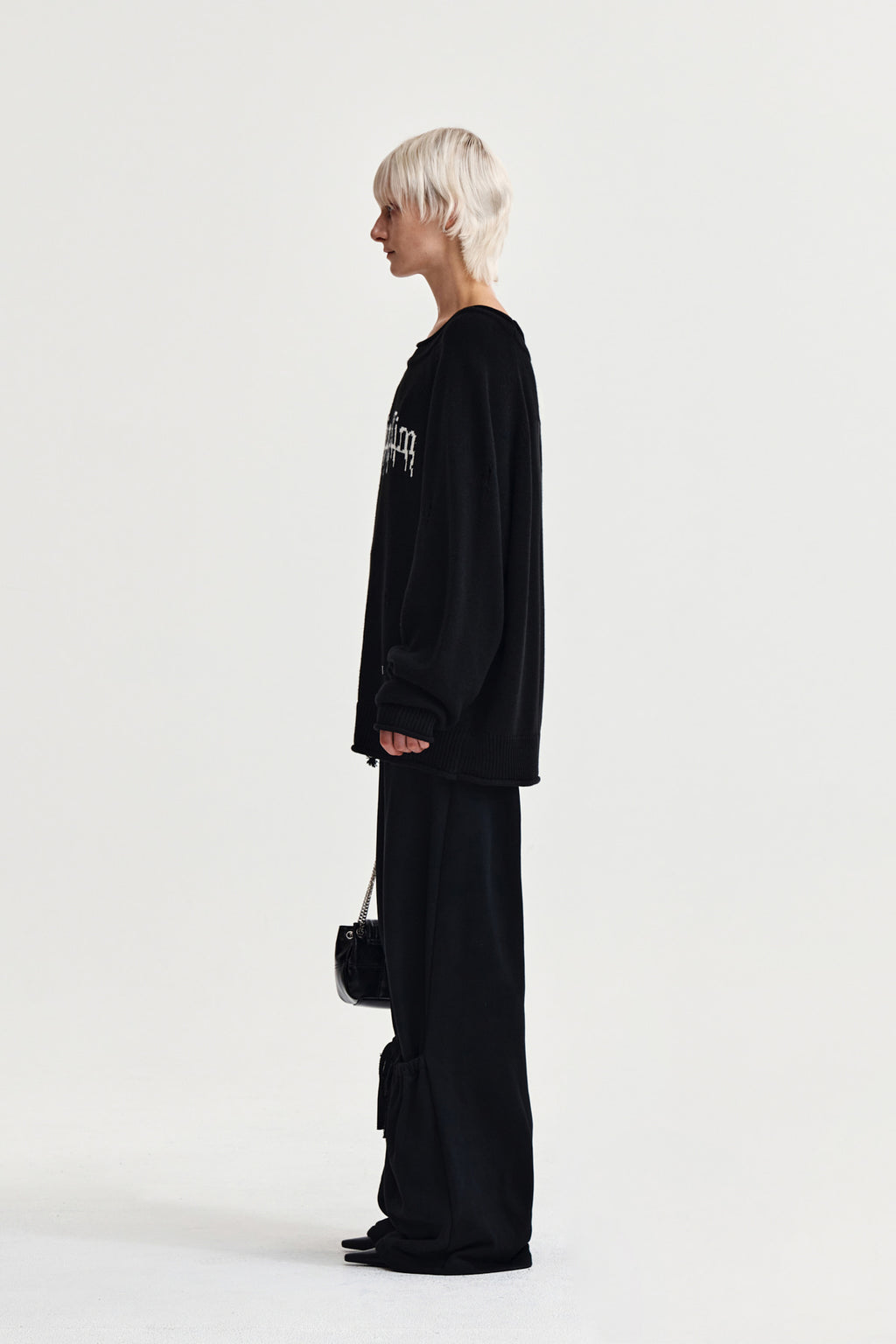 Matin Kim - Two Way Off Shoulder Damage Pullover (Black) product image 6 | TRAB K-Fashion Australia