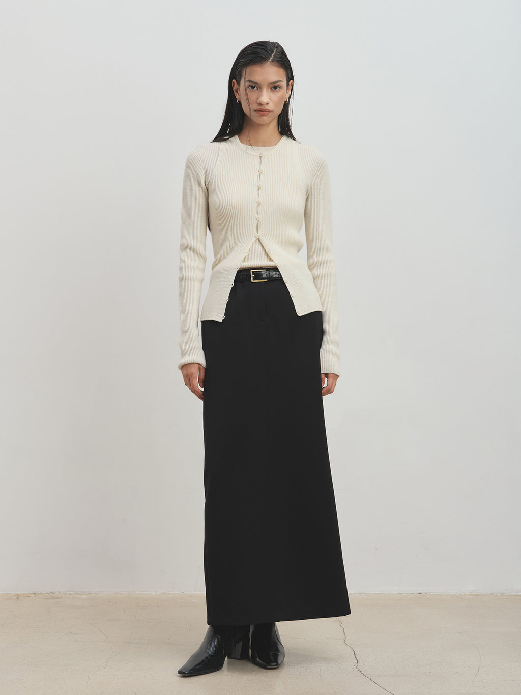 Tonywack - Button Ribbed Sleeveless Cardigan (Ivory) product image 2 | TRAB K-Fashion Australia