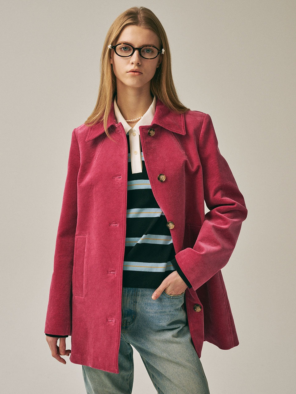 Mardi Mercredi - Corduroy A Line Jacket (Pink) product image 1 | TRAB K-Fashion Australia
