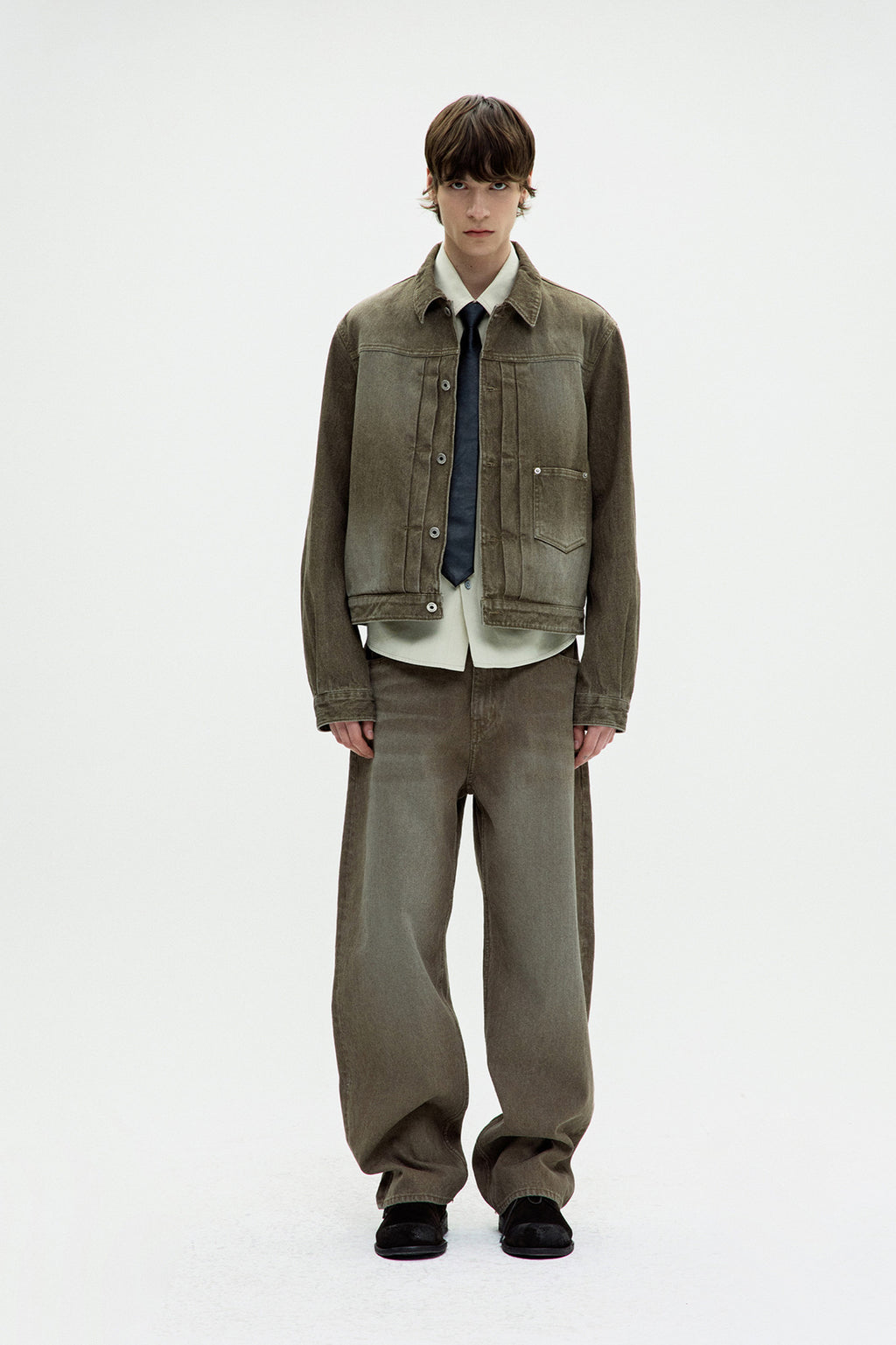 Coor - Type 1 Rib Texture Trucker Jacket (Washed Beige) product image 2 | TRAB K-Fashion Australia