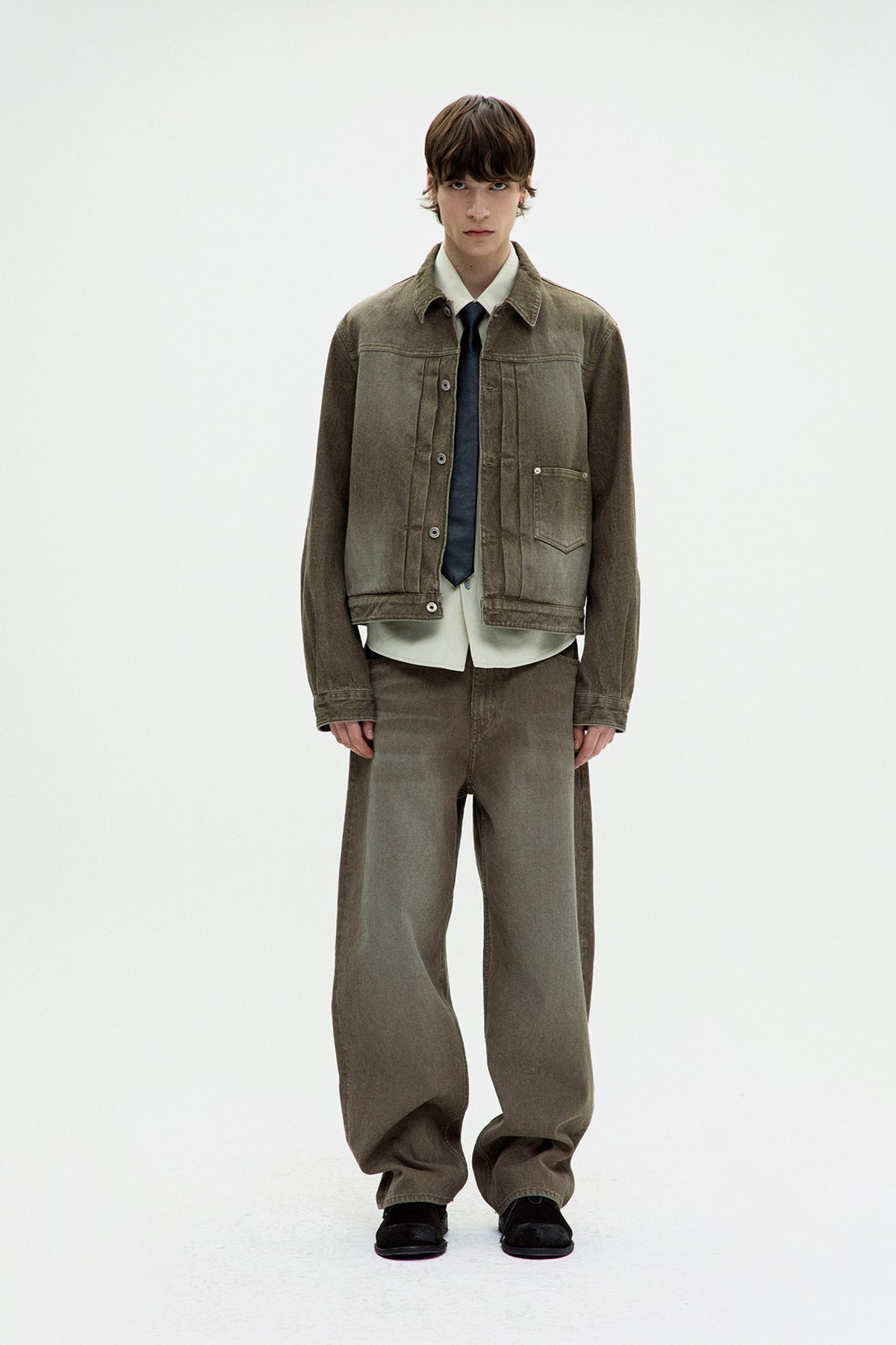 Coor - Type 1 Rib Texture Trucker Jacket (Washed Beige) product image 2 | TRAB K-Fashion Australia