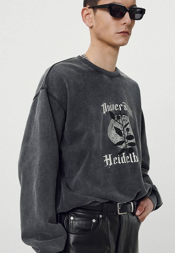 Tonywack - Embroidery Overlap College Sweatshirt (Faded Black) product image 3 | TRAB K-Fashion Australia