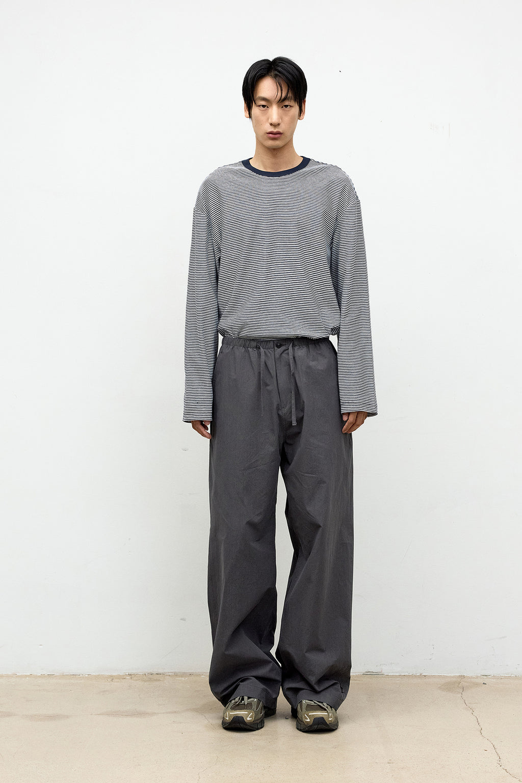 Coor - Cotton Pin Stripe Long Sleeve T-Shirt (Navy) product image 2 | TRAB K-Fashion Australia