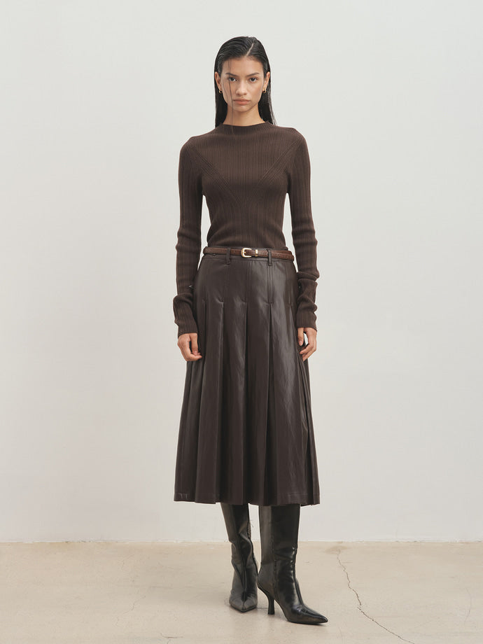 Tonywack - Wool Slim-Fit High-Neck Top (Brown) product image 1 | TRAB K-Fashion Australia