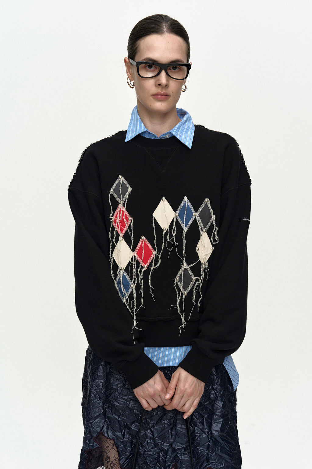 Andersson Bell - (essential) Studded Argyle Patchwork Sweatshirt (Essential) product image 7 | TRAB K-Fashion Australia