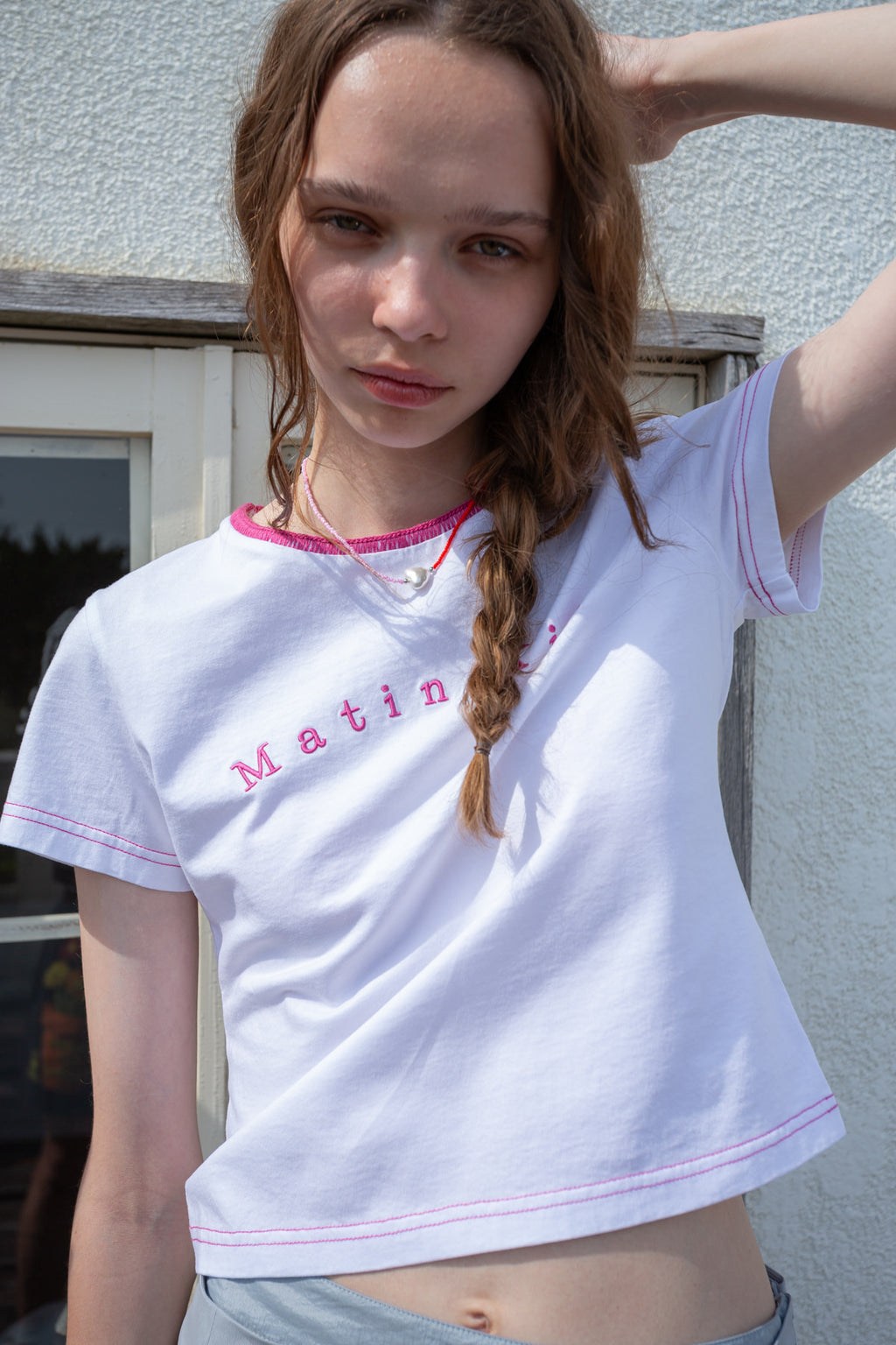 Matin Kim - Color Point Arch Logo Top (White) product image 11 | TRAB K-Fashion Australia