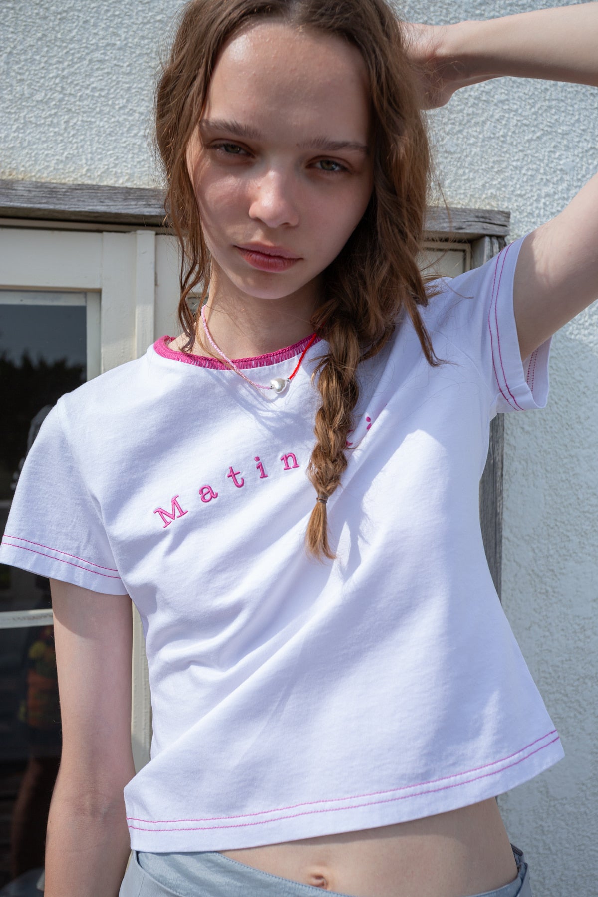 Matin Kim - Color Point Arch Logo Top (White) product image 11 | TRAB K-Fashion Australia