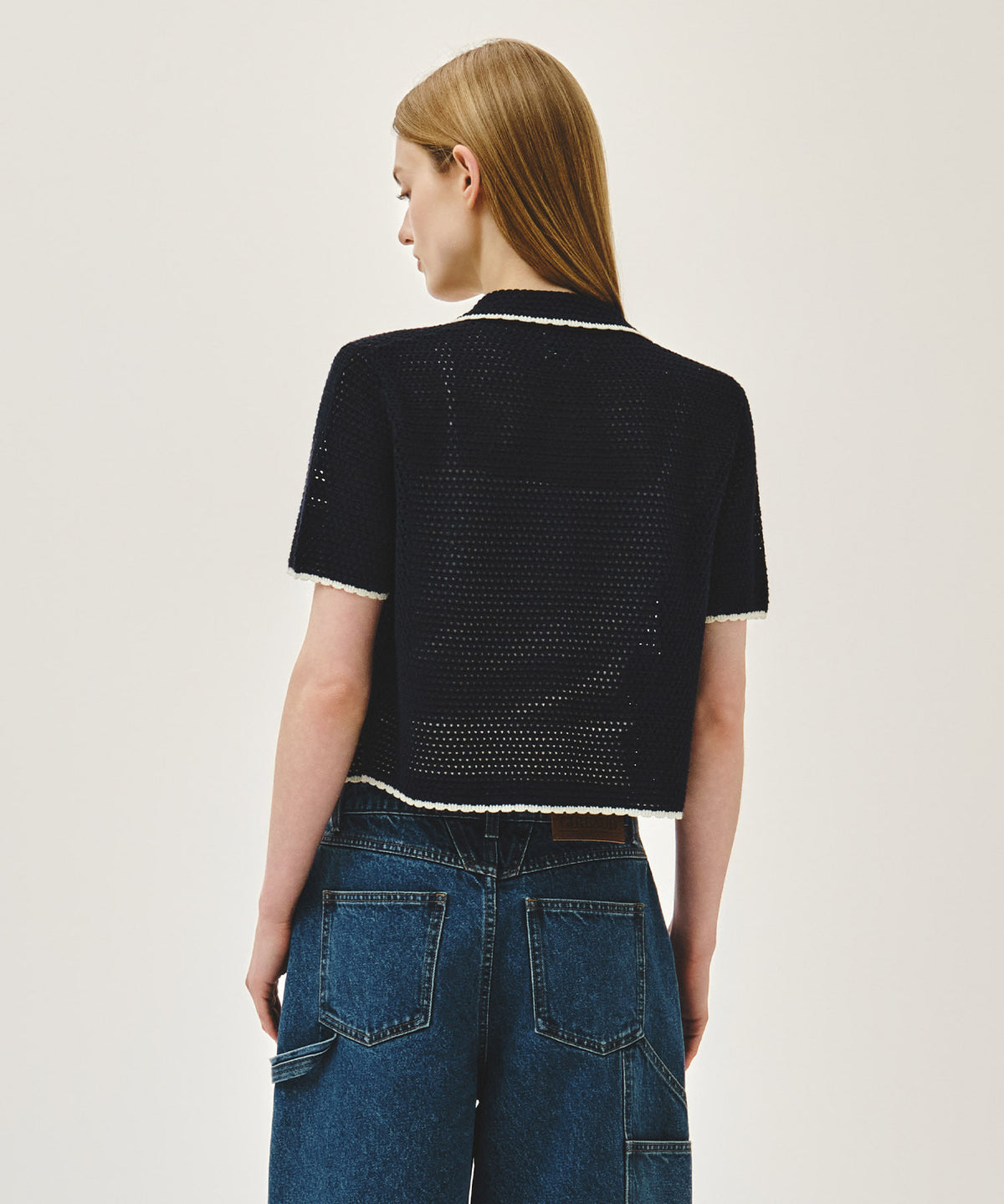 Marithe & Francois Girbaud - Crochet Half Knit Cardigan (Navy) product image 3 | TRAB K-Fashion Australia