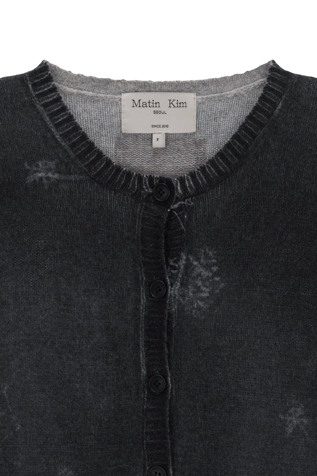 Matin Kim - Snow Graphic Knit Cardigan (Charcoal) product image 3 | TRAB K-Fashion Australia