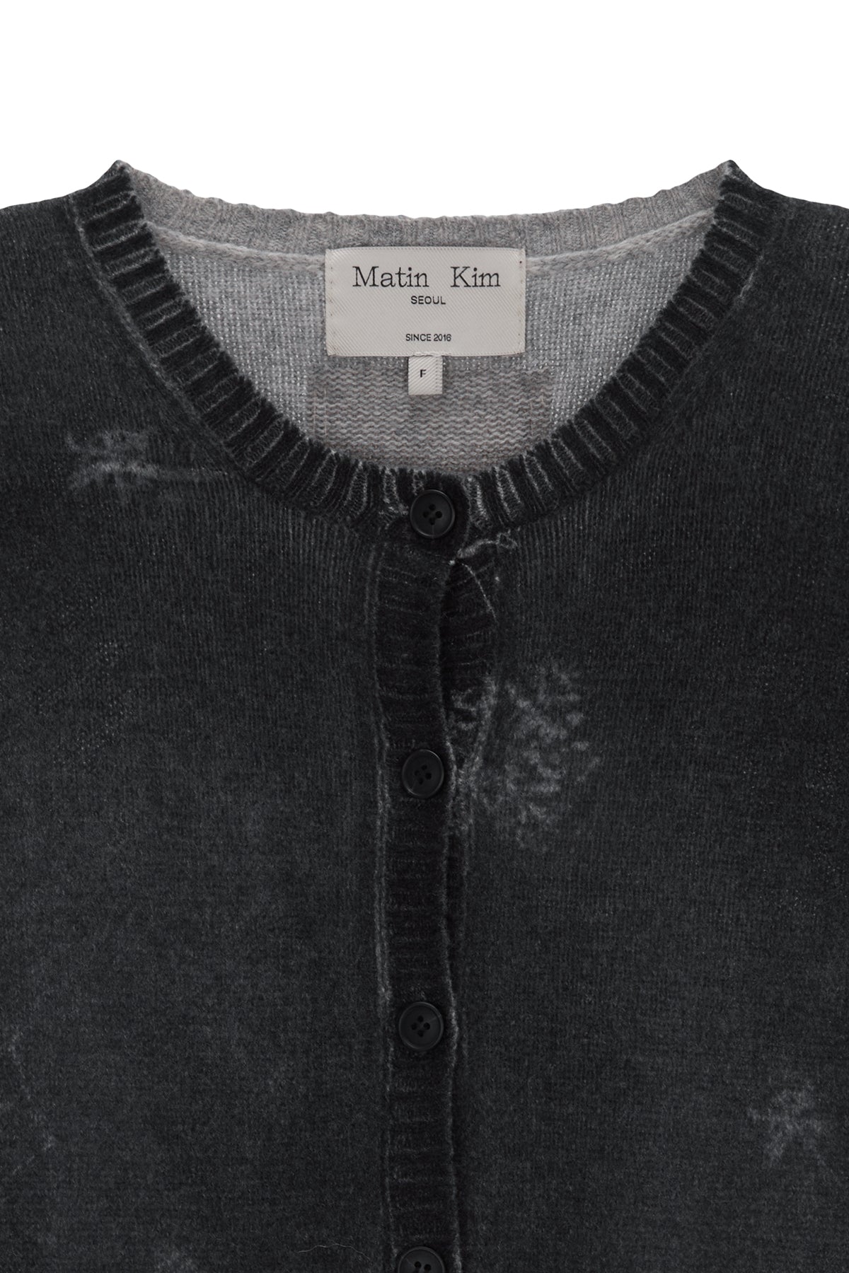 Matin Kim - Snow Graphic Knit Cardigan (Charcoal) product image 3 | TRAB K-Fashion Australia