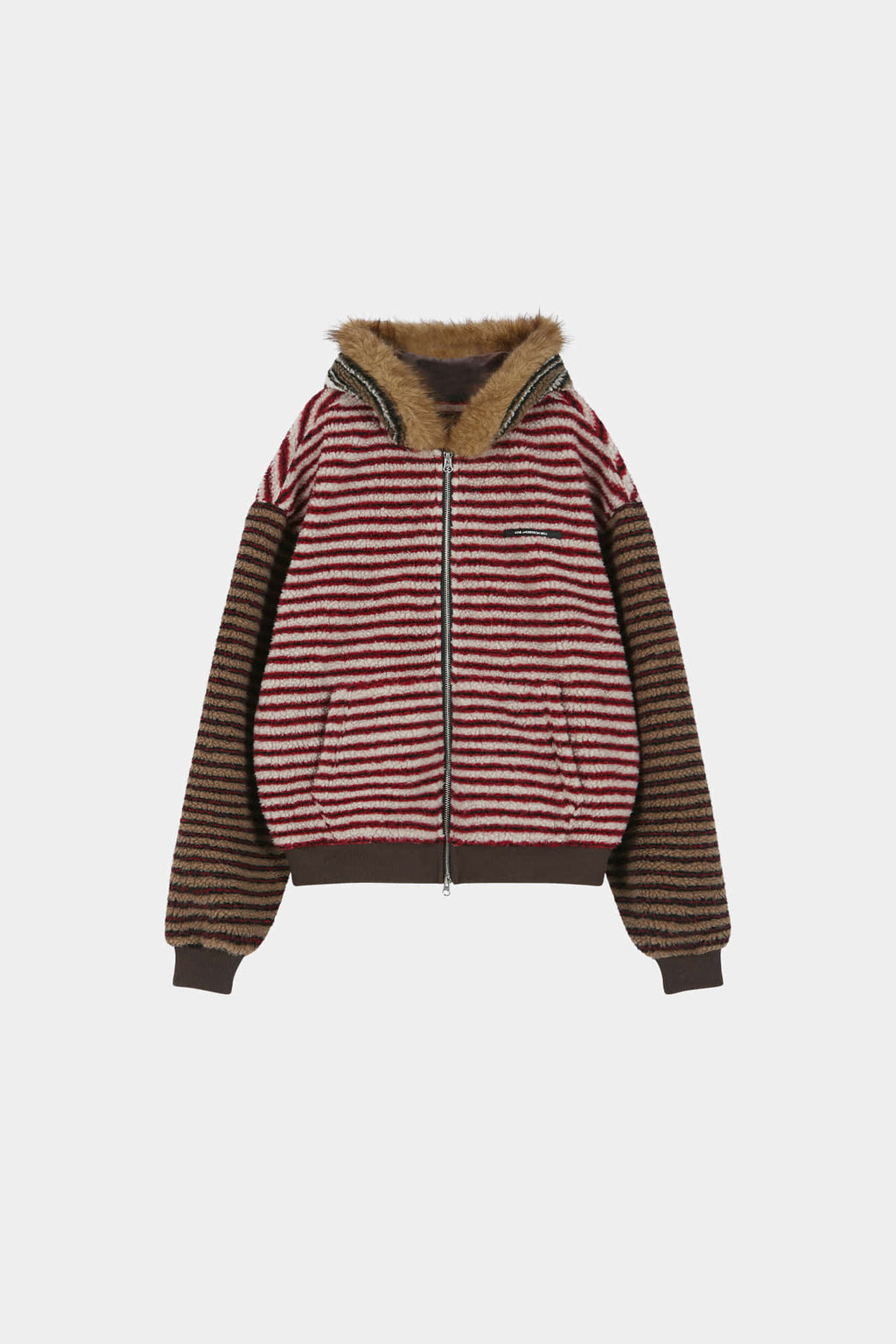 Andersson Bell - Unisex Stripe Patchwork Fleece Hoodie Zip-Up (Multi) product image 9 | TRAB K-Fashion Australia