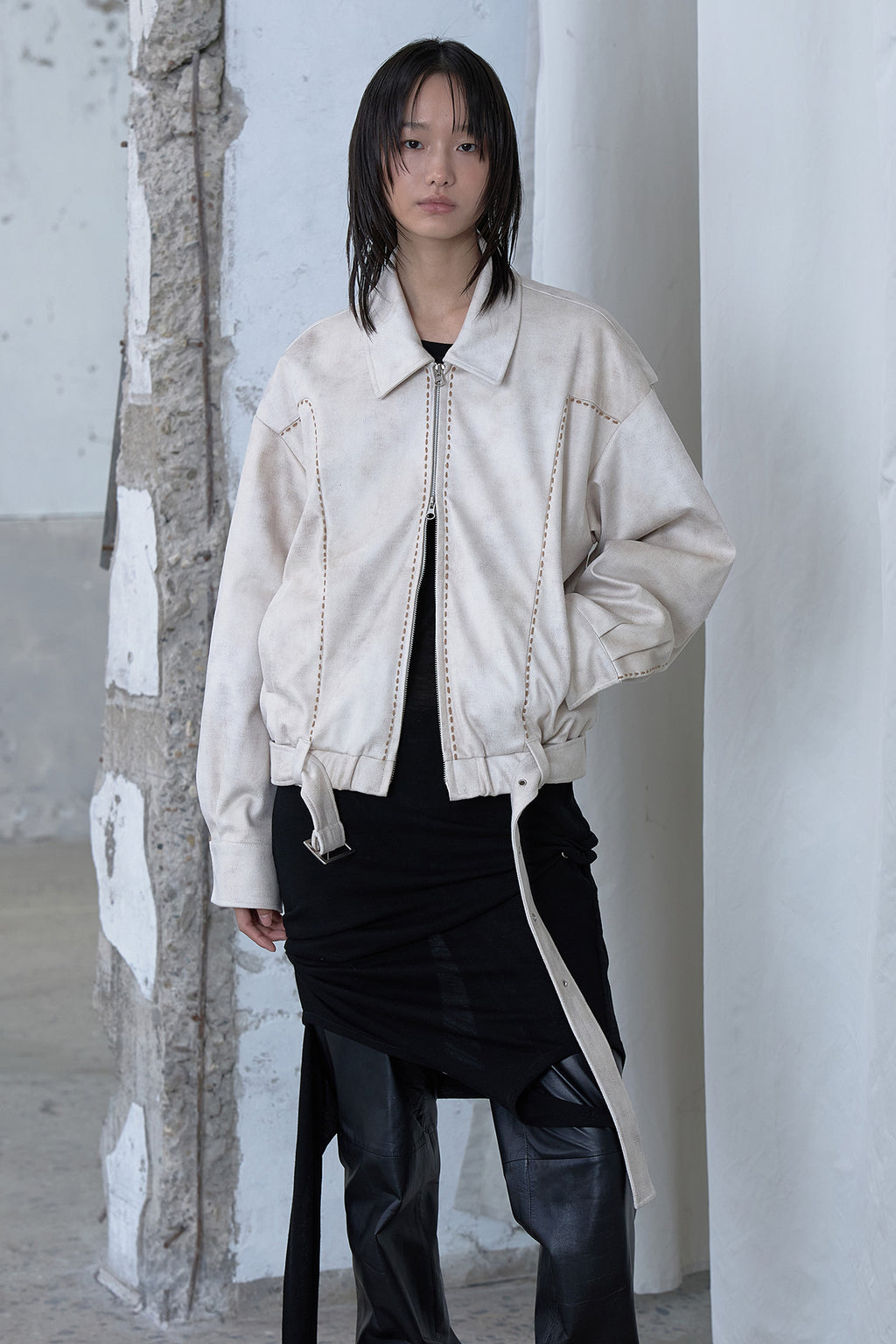 Deinet - Stitch Bomber Jumper (Ivory) product image 7 | TRAB K-Fashion Australia