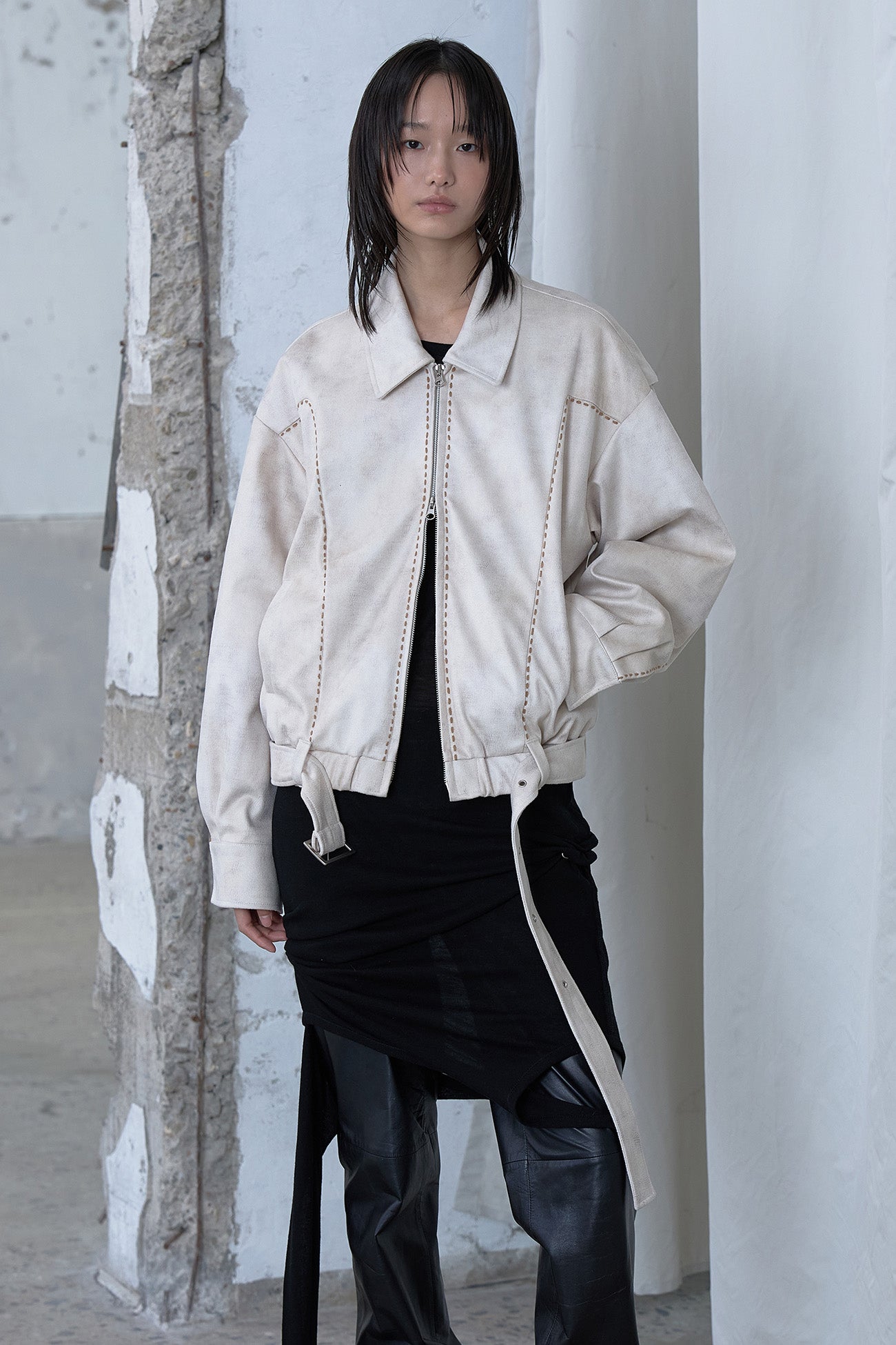 Deinet - Stitch Bomber Jumper (Ivory) product image 7 | TRAB K-Fashion Australia