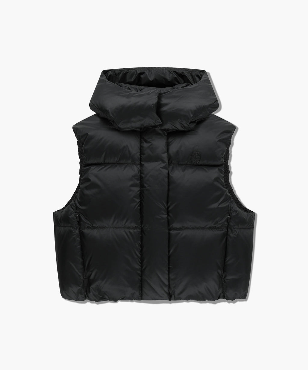 Marithe & Francois Girbaud - Circle Logo Crop Hooded Down Vest (Black) product image 6 | TRAB K-Fashion Australia