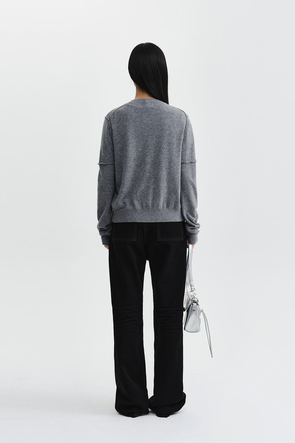 Matin Kim - Cashmere Blended Cutline Round Cardigan (Grey) product image 9 | TRAB K-Fashion Australia