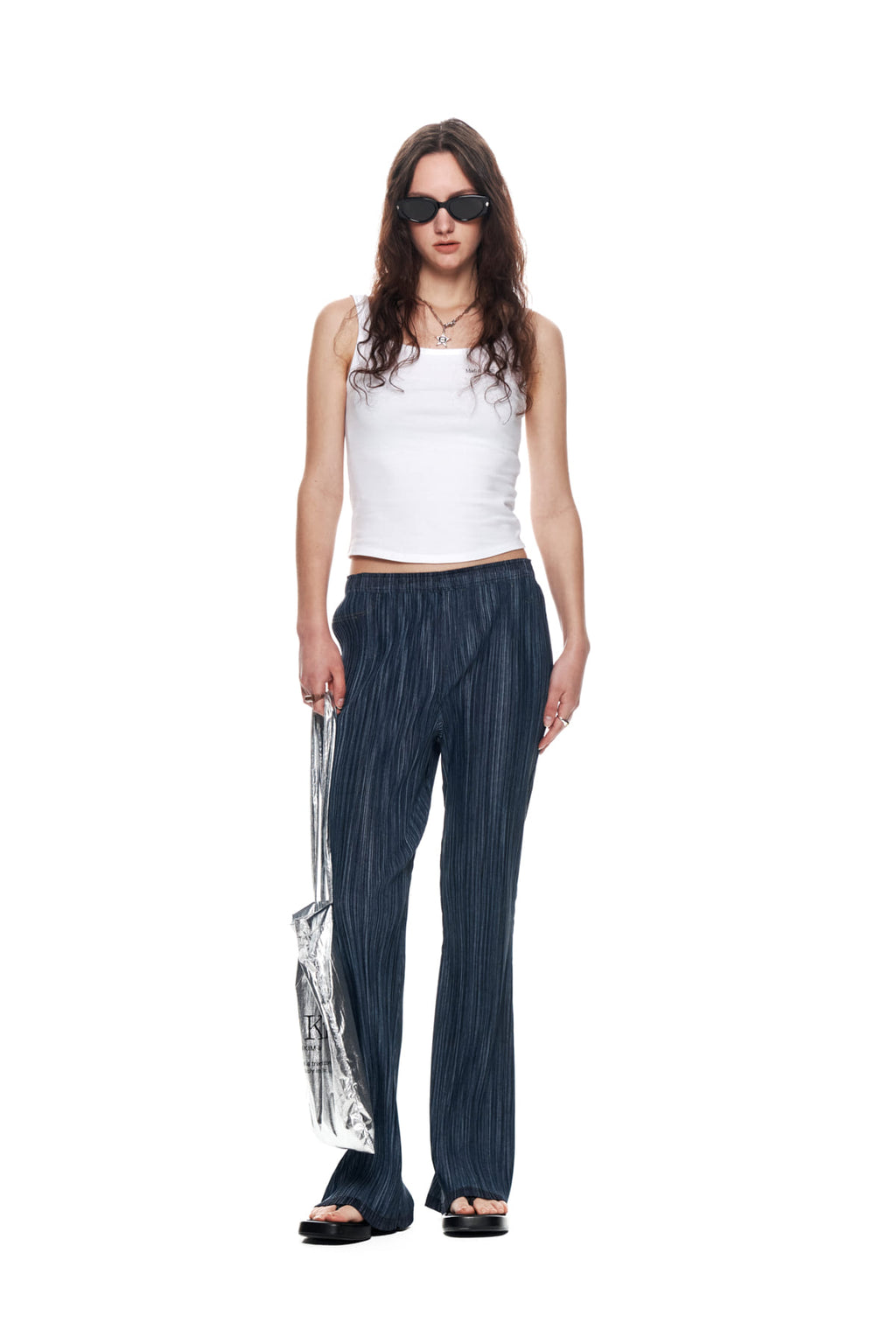 Matin Kim - Pleats Stitch Layered Pants (Navy) product image 8 | TRAB K-Fashion Australia
