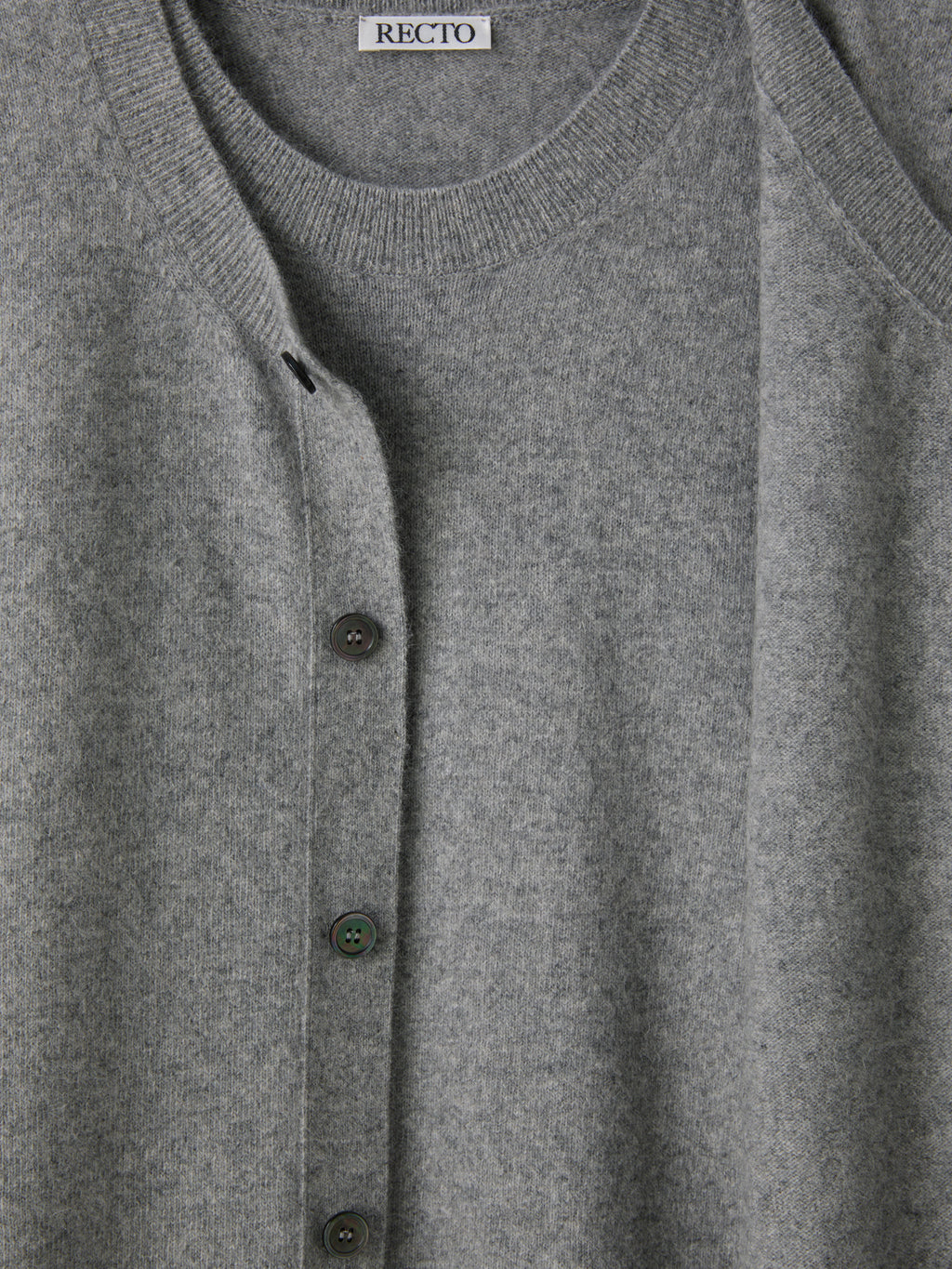 Recto - Crew Neck Layered Cardigan Knit Top (Melange Grey) product image 11 | TRAB K-Fashion Australia