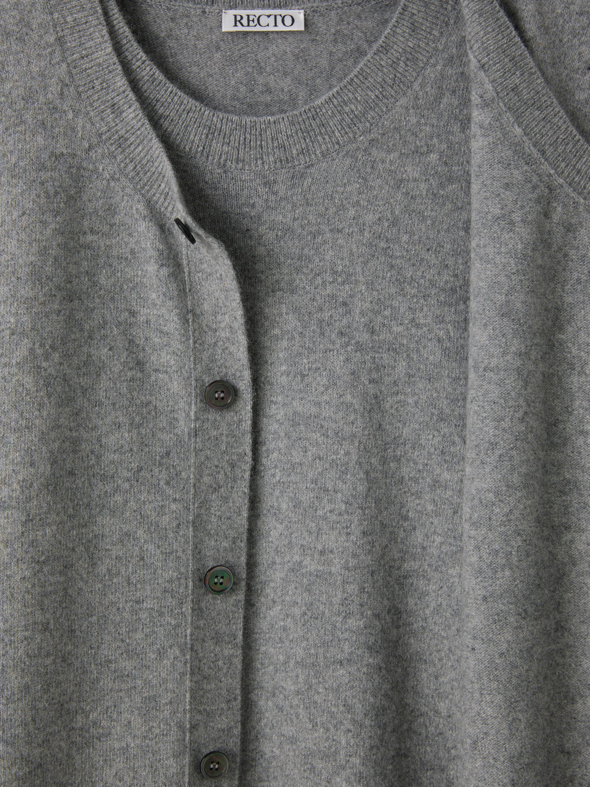 Recto - Crew Neck Layered Cardigan Knit Top (Melange Grey) product image 11 | TRAB K-Fashion Australia