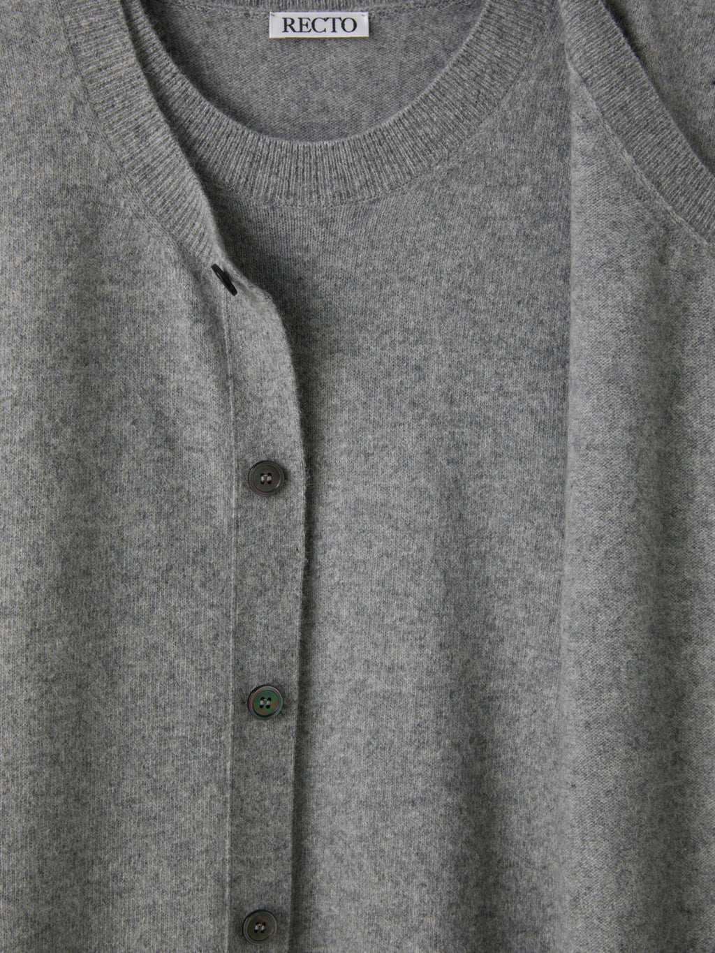 Recto - Crew Neck Layered Cardigan Knit Top (Melange Grey) product image 11 | TRAB K-Fashion Australia