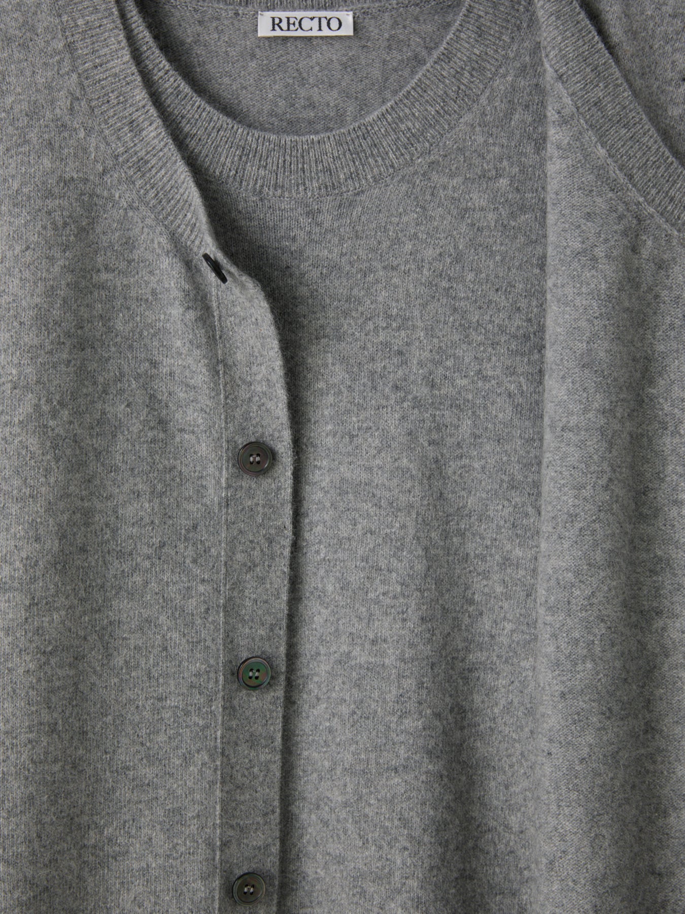 Recto - Crew Neck Layered Cardigan Knit Top (Melange Grey) product image 11 | TRAB K-Fashion Australia