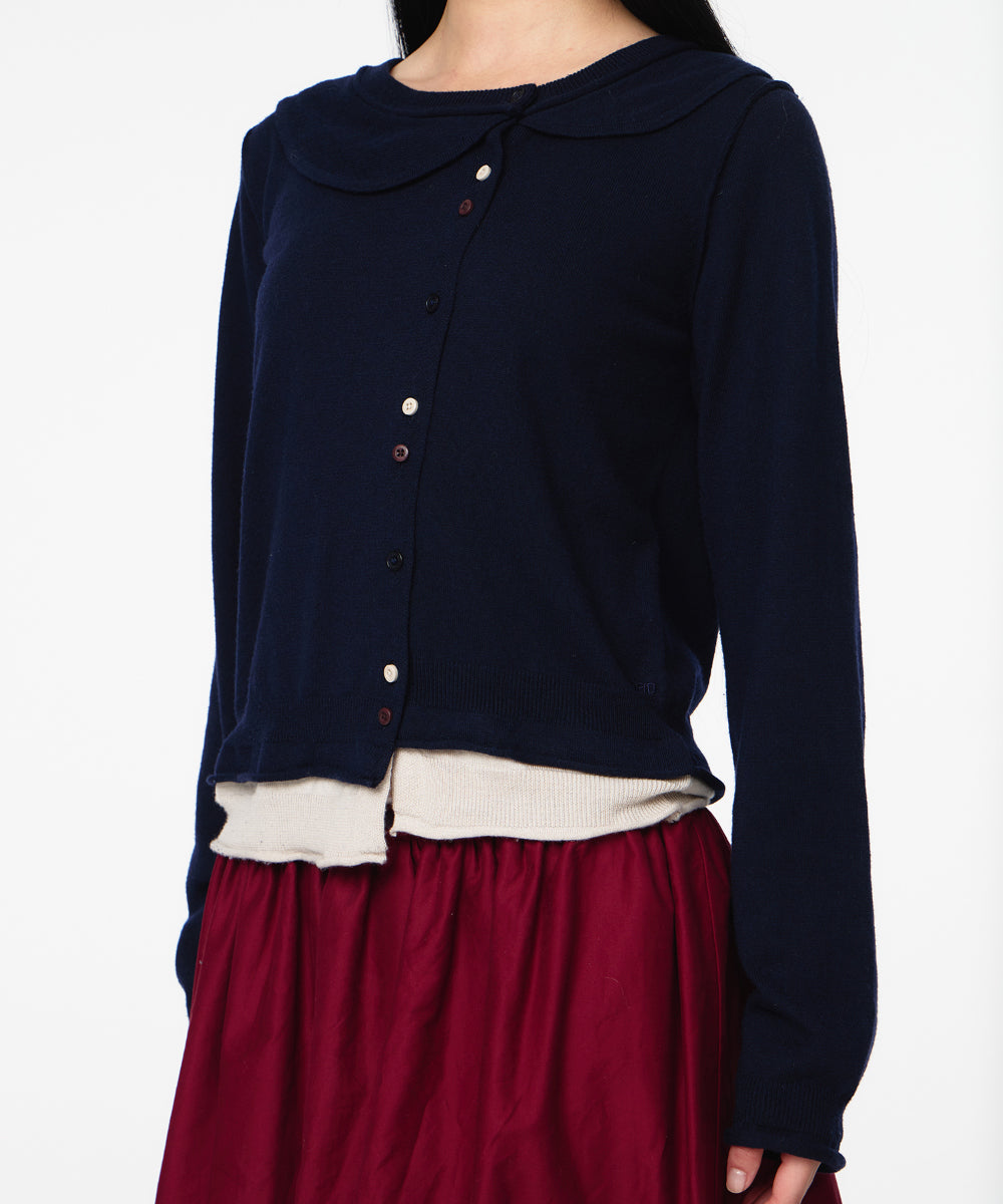 Coyseio - Round Collar Knit Cardigan (Navy) product image 4 | TRAB K-Fashion Australia