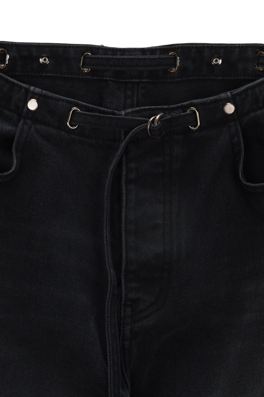 Matin Kim - Waist String Belted Denim Pants (Black) product image 3 | TRAB K-Fashion Australia