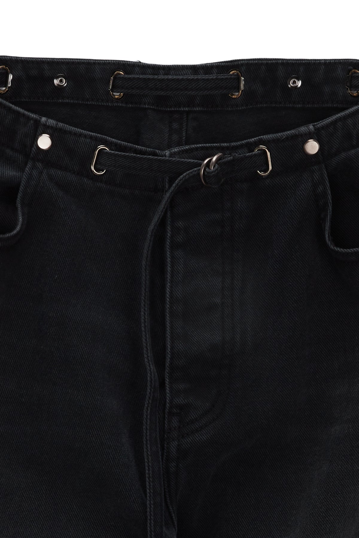 Matin Kim - Waist String Belted Denim Pants (Black) product image 3 | TRAB K-Fashion Australia