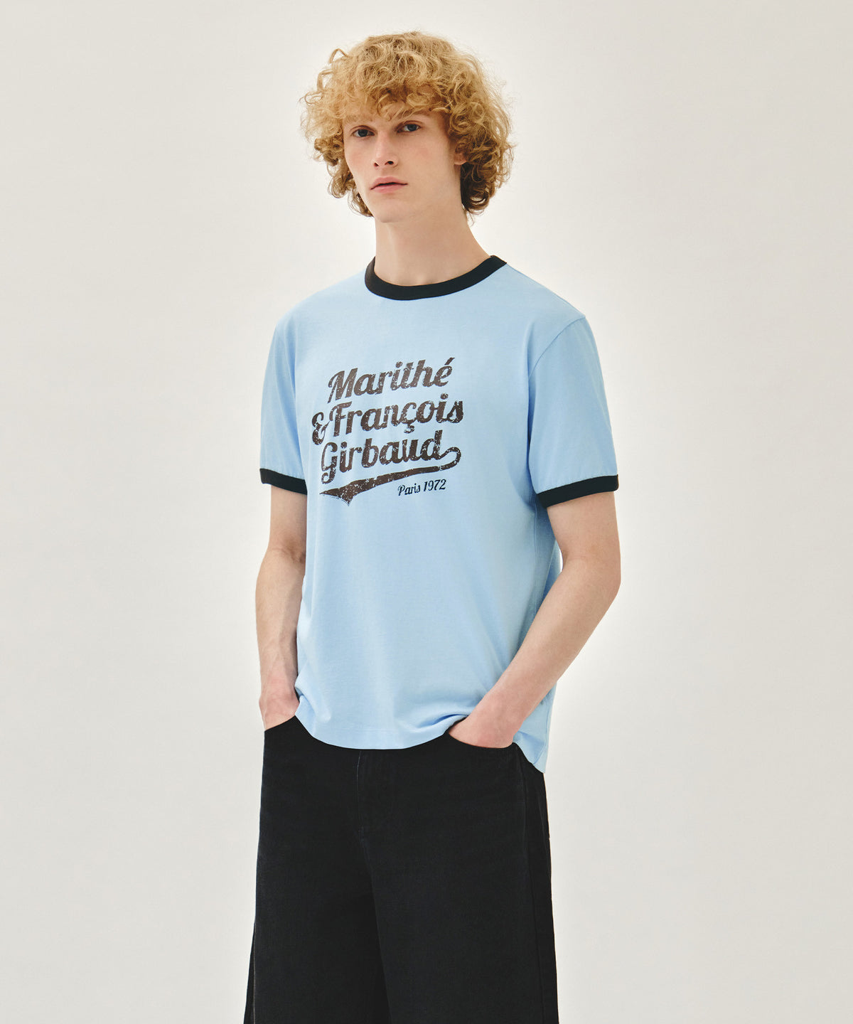 Marithe & Francois Girbaud - Vintage Logo Ringer Tee (Sky Blue) product image 2 | TRAB K-Fashion Australia