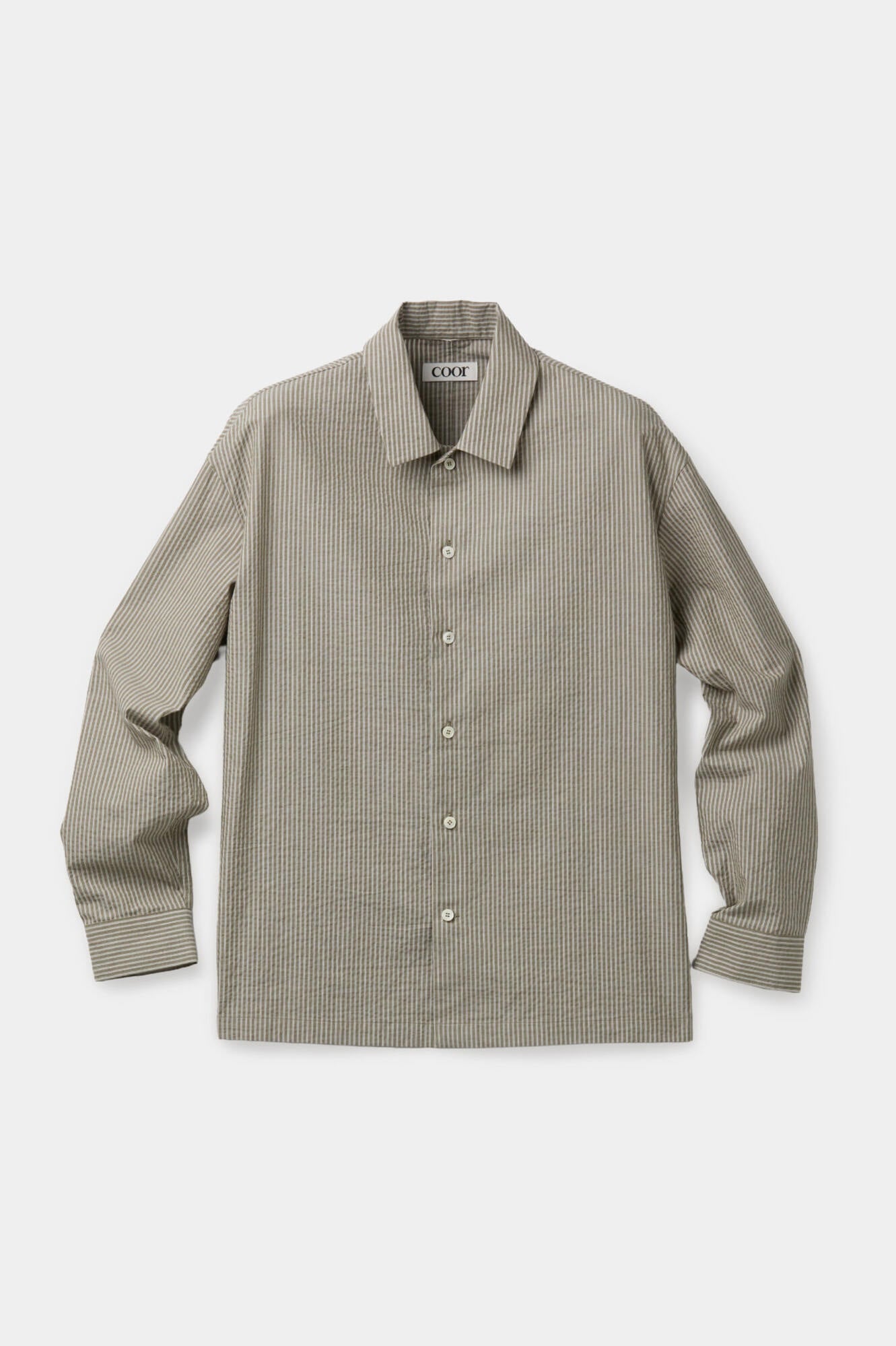Coor - Stripe Cotton Lounge Shirt (Khaki) product image 1 | TRAB K-Fashion Australia