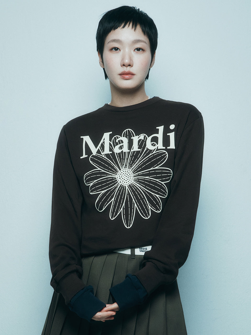 Mardi Mercredi - Tshirt Long Sleeve Flowermardi (Brown Cream) product image 1 | TRAB K-Fashion Australia