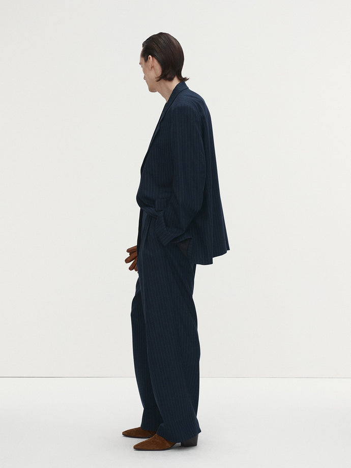 Tonywack - Striped Wool Oversized Tailored Jacket (Navy Pinstripe) product image 3 | TRAB K-Fashion Australia